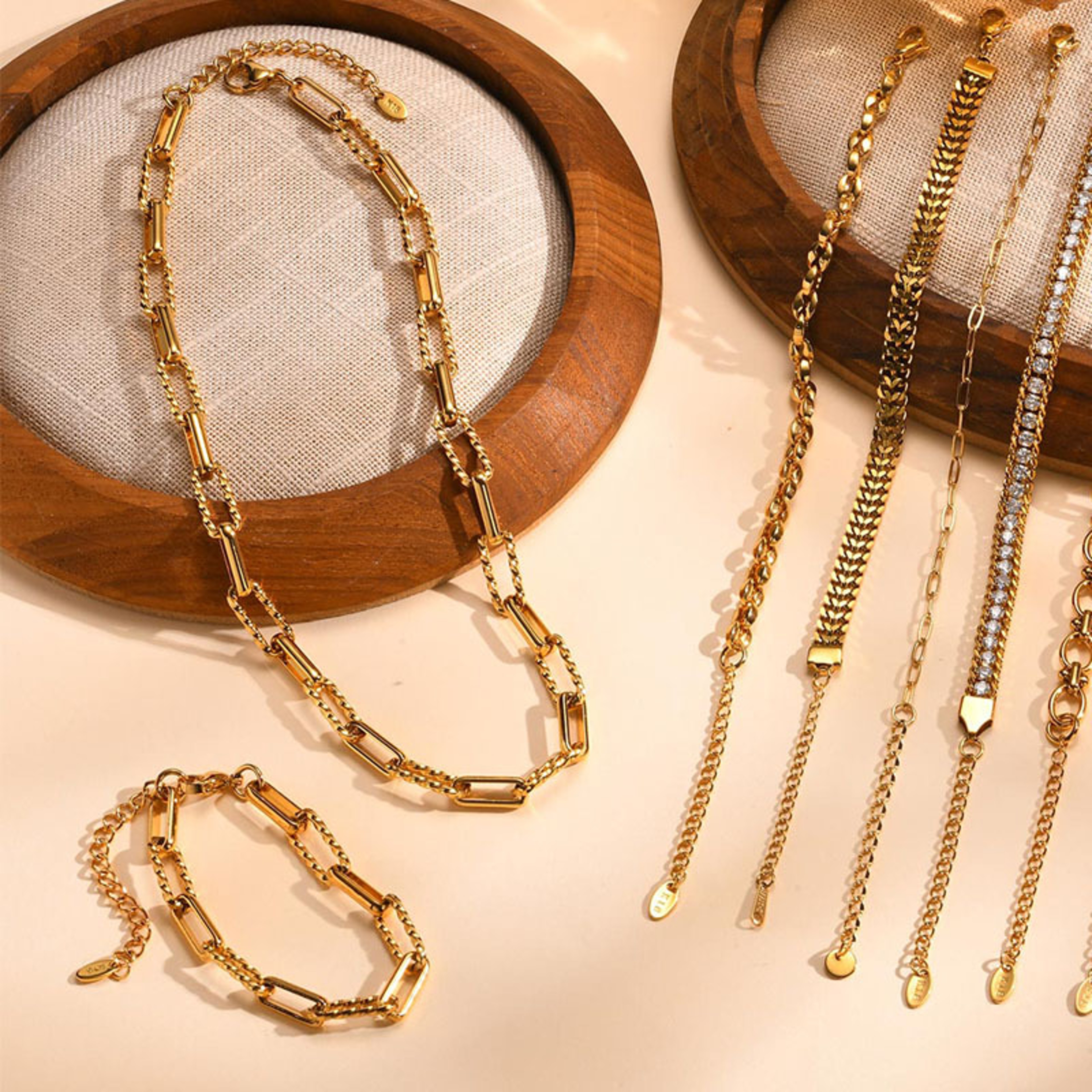 Gold Plated Stainless Steel Paperclip Bracelet For Women Adjustable Chunky Stackable Link Jewelry 4