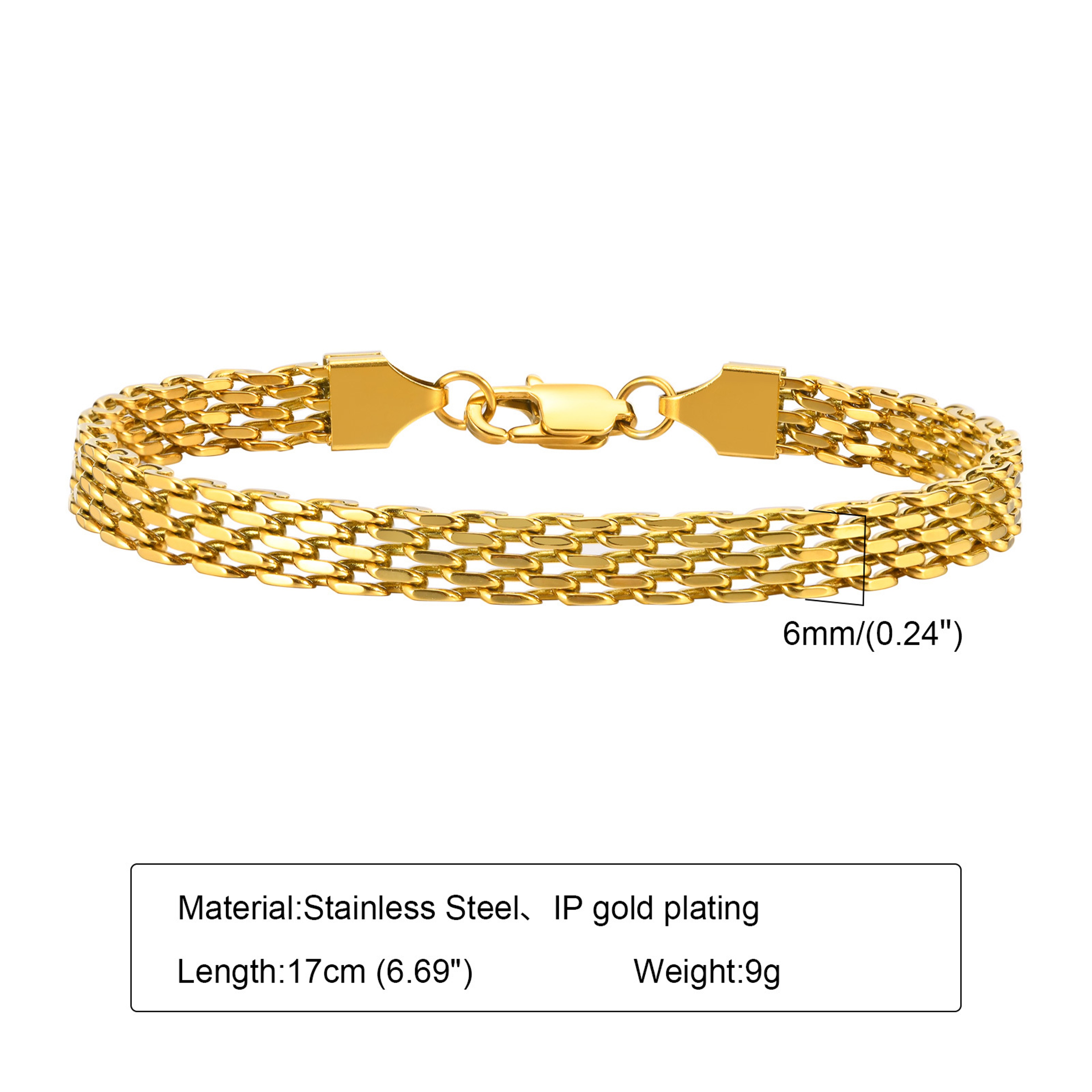 Gold Plated Stainless Steel Paperclip Bracelet For Women Adjustable Chunky Stackable Link Jewelry 8