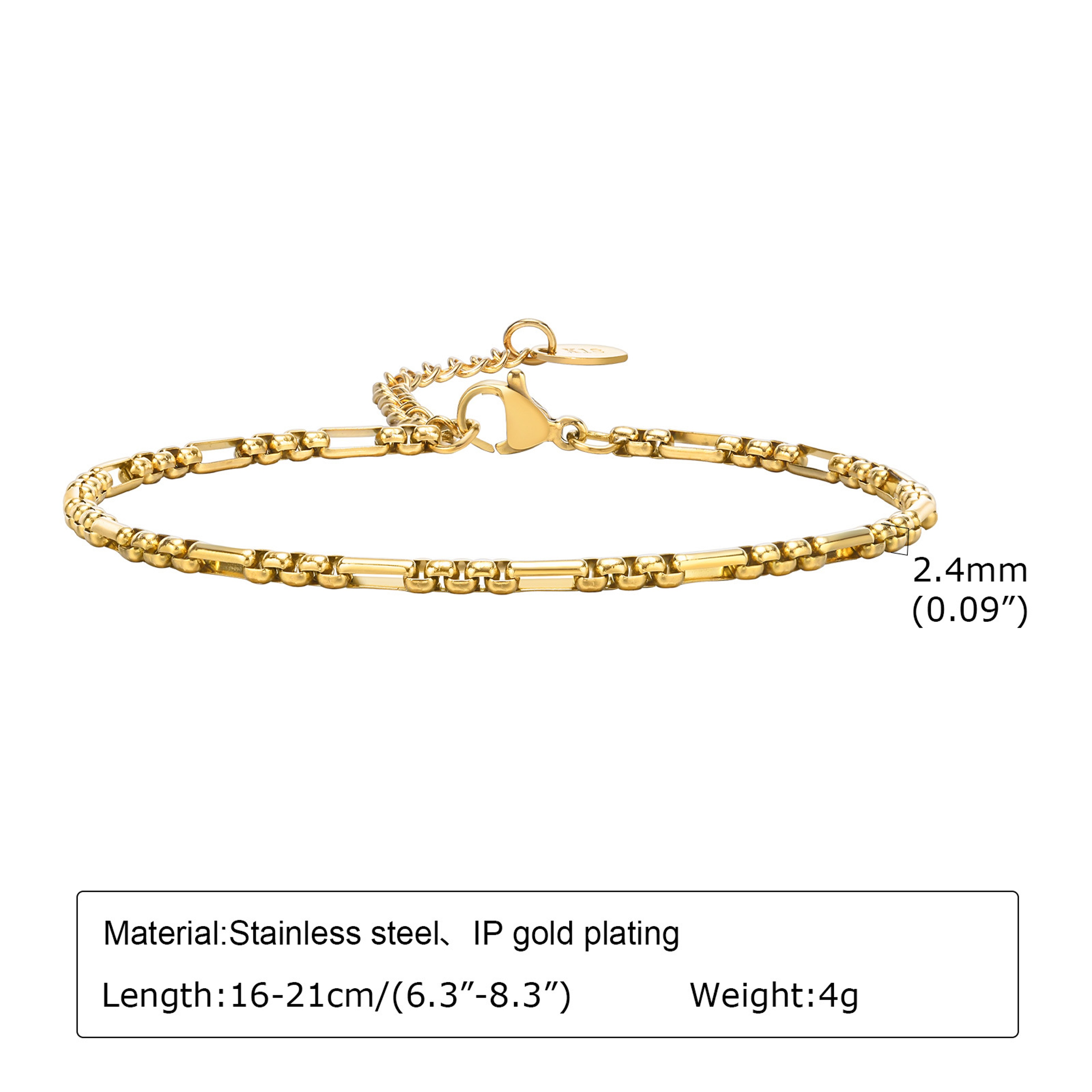 Gold Plated Stainless Steel Paperclip Bracelet For Women Adjustable Chunky Stackable Link Jewelry 13