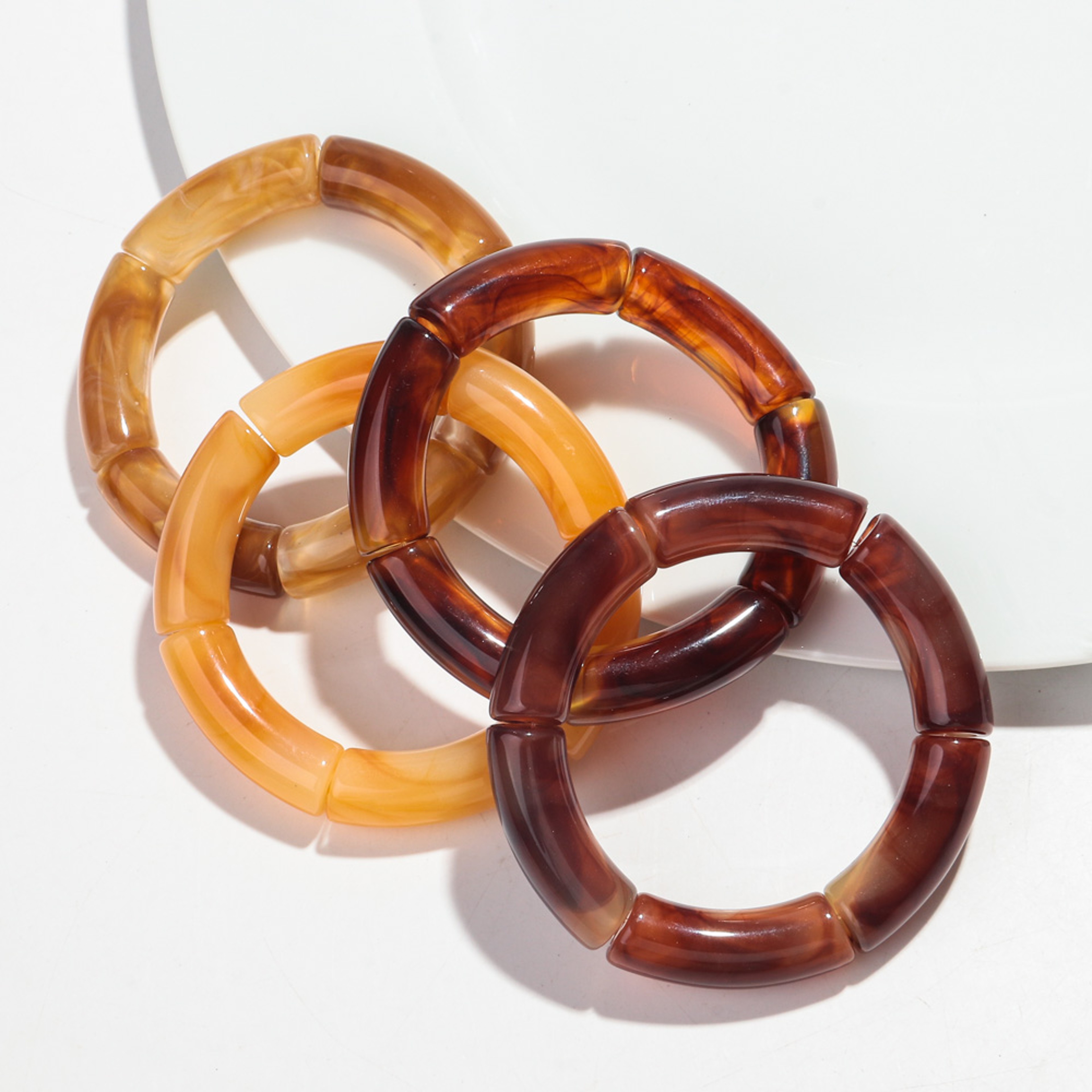 Vintage Bracelet Set Stackable Bracelets with Bamboo Tube Acrylic Beads – view 4