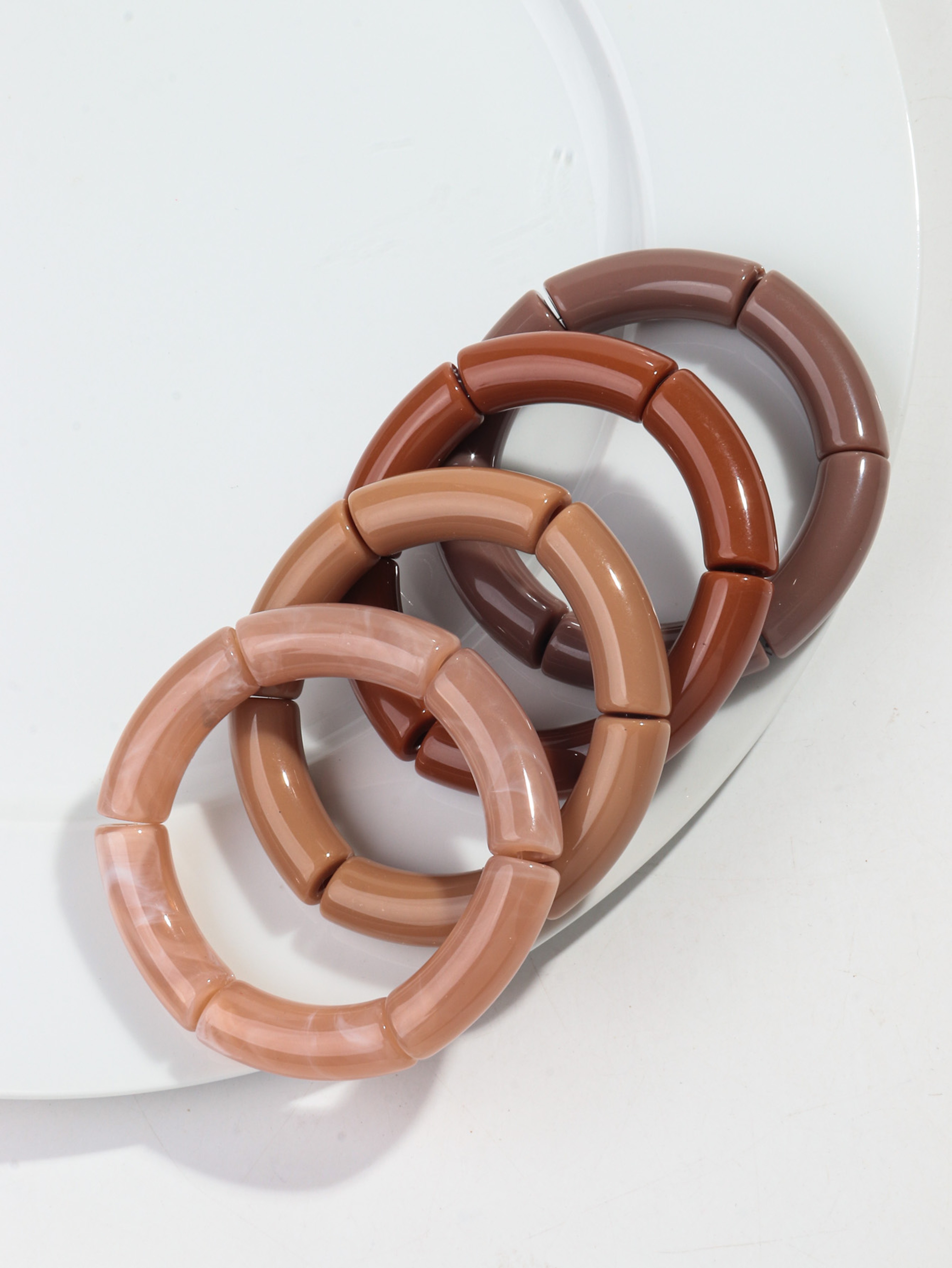 Vintage Bracelet Set Stackable Bracelets with Bamboo Tube Acrylic Beads – view 7