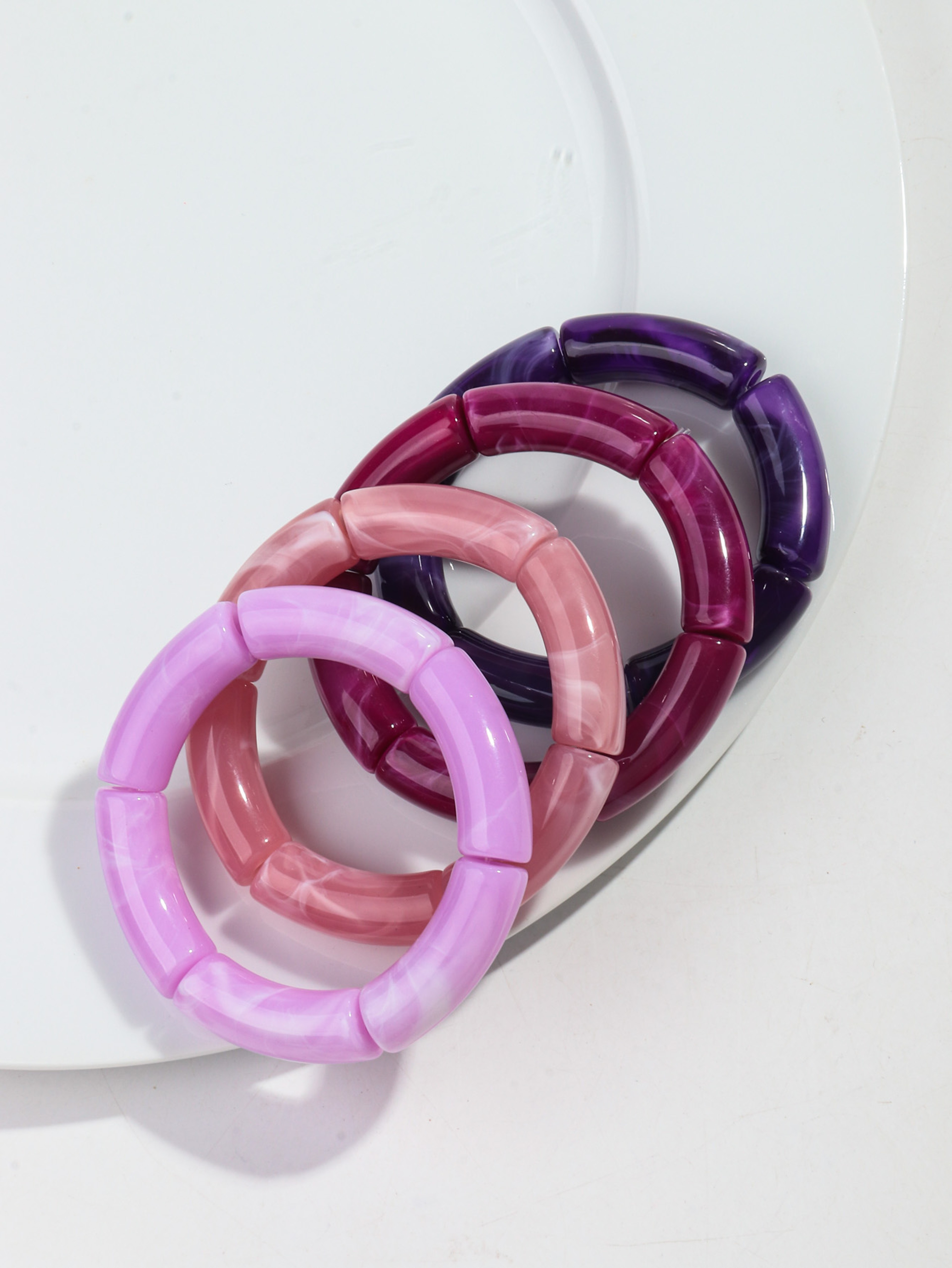 Vintage Bracelet Set Stackable Bracelets with Bamboo Tube Acrylic Beads – view 8
