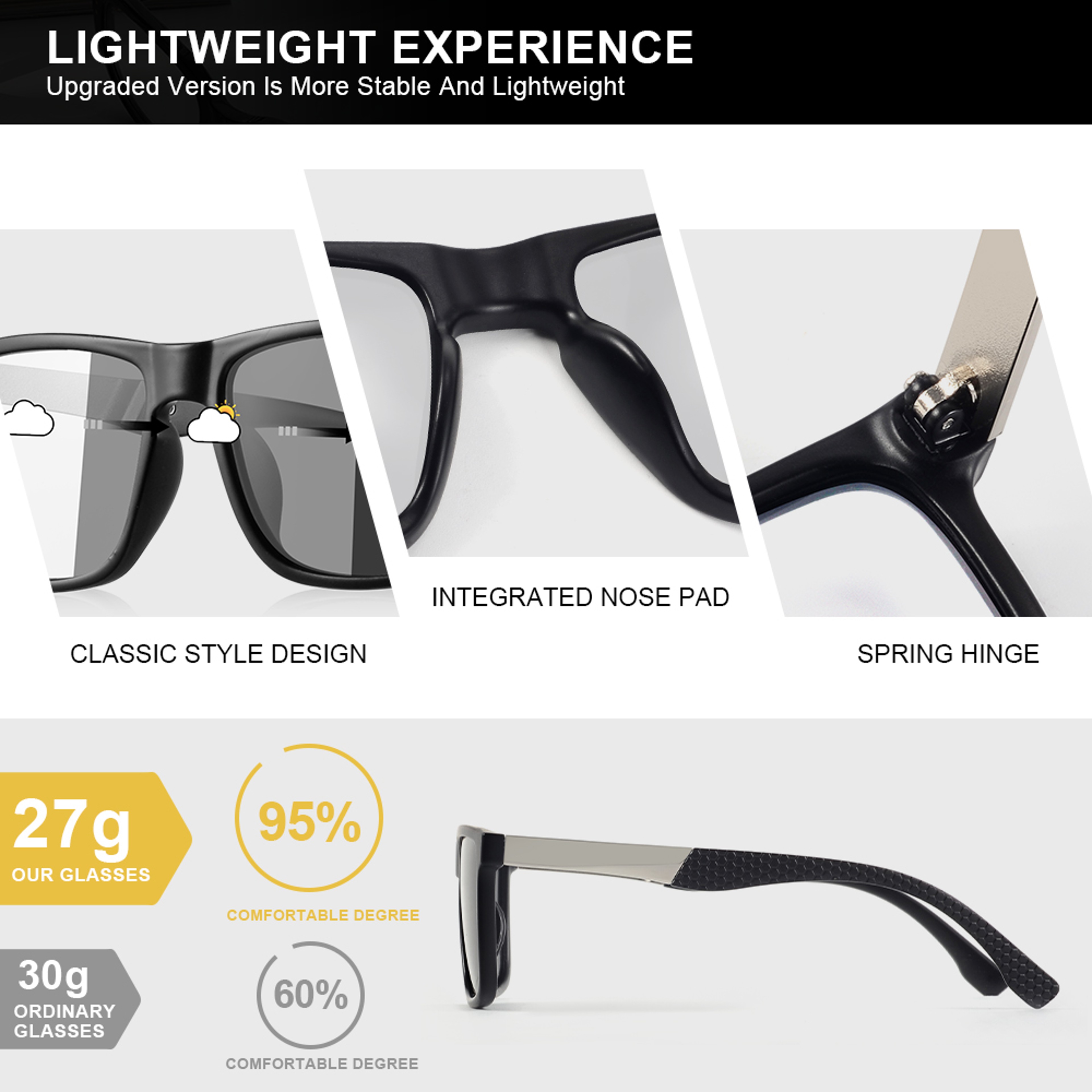 Photochromic Sunglasses With UV Protection  Blue Light Blocking For Driving And Outdoor Wear 1