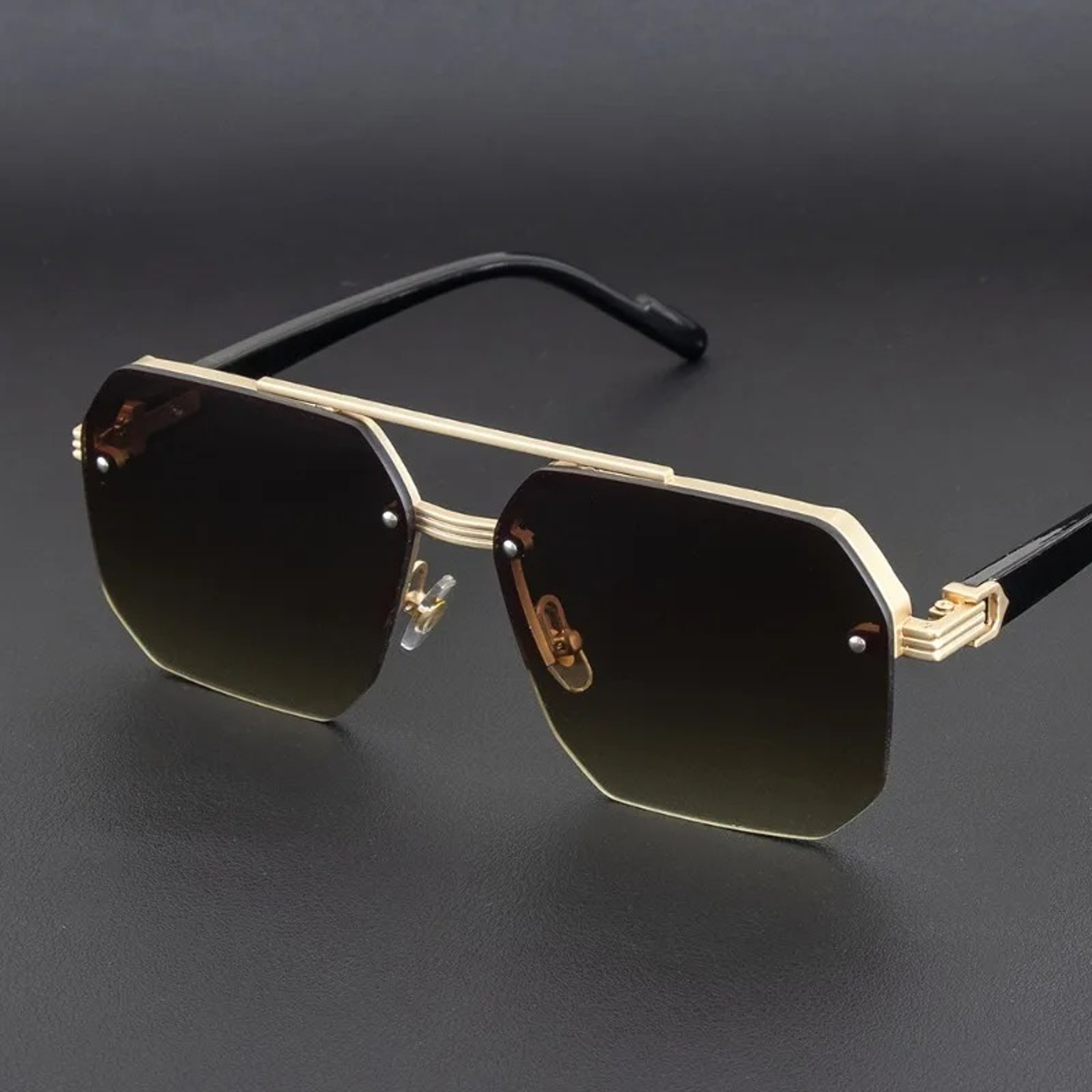 Retro Double Bridge Square Sunglasses With UV Sunglasses Protection  Gradient Metal Frame 2