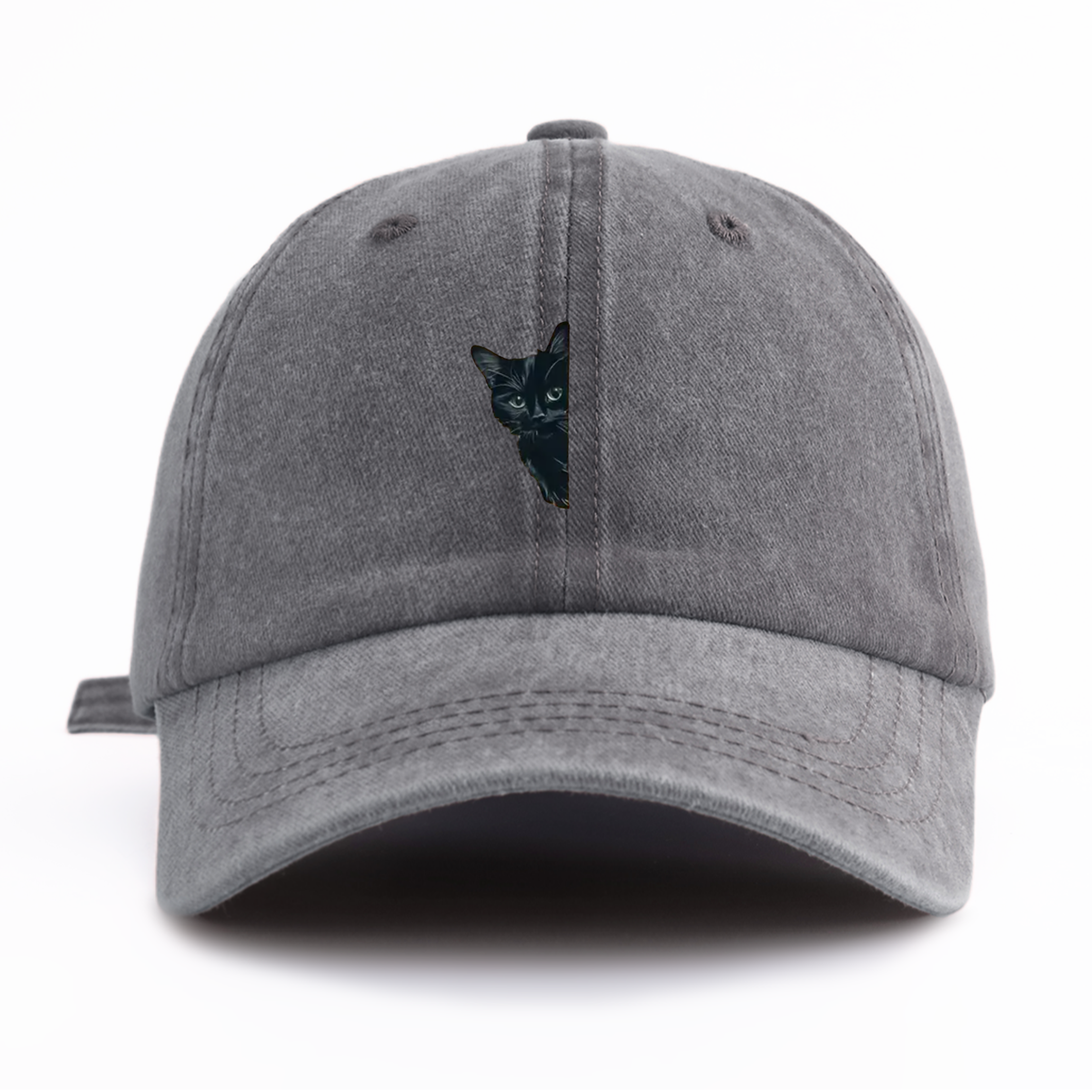 Black Cat Washed Baseball Cap Adjustable Vintage Dad Hat for Cat Lovers – view 7