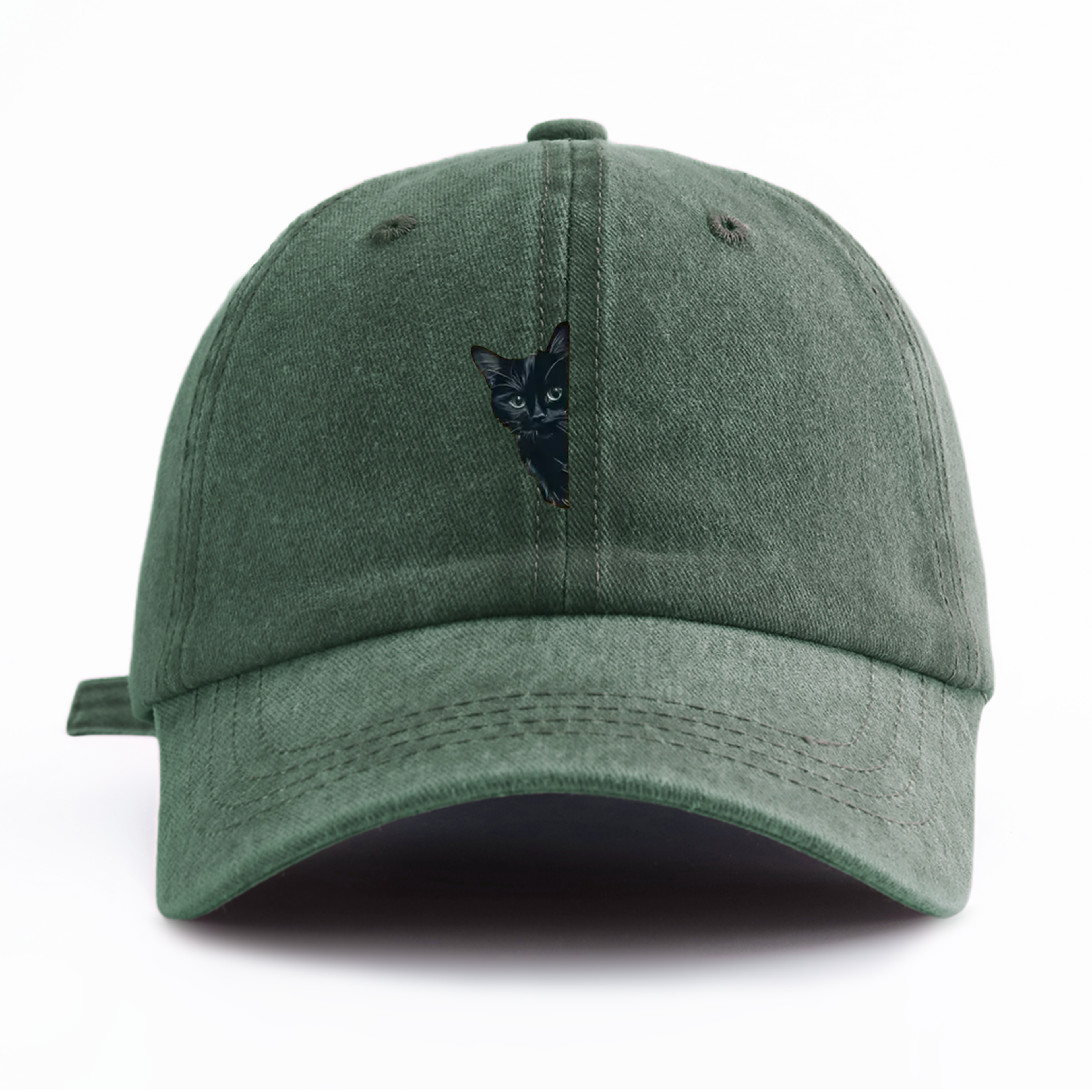Black Cat Washed Baseball Cap Adjustable Vintage Dad Hat for Cat Lovers – view 8