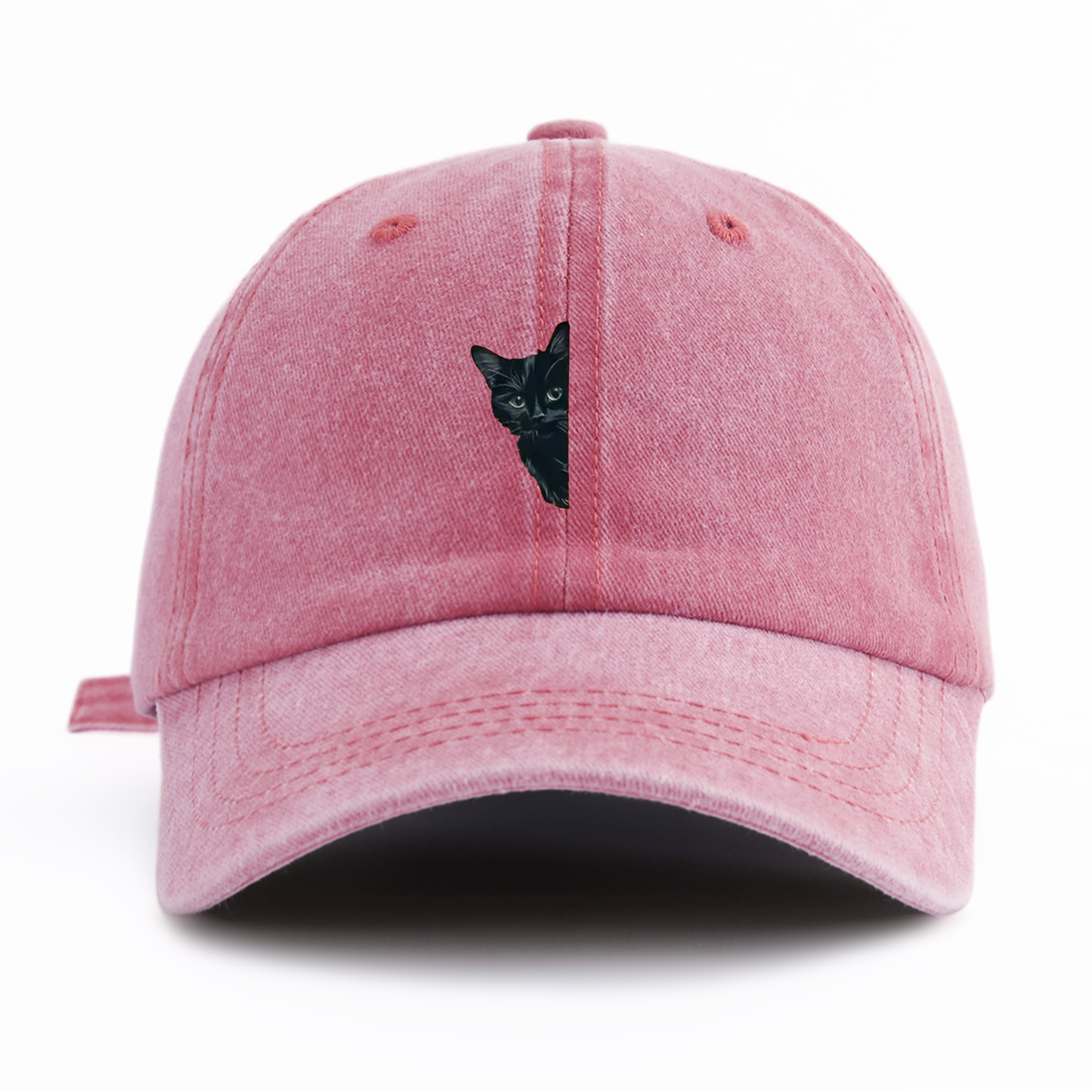 Black Cat Washed Baseball Cap Adjustable Vintage Dad Hat for Cat Lovers – view 12