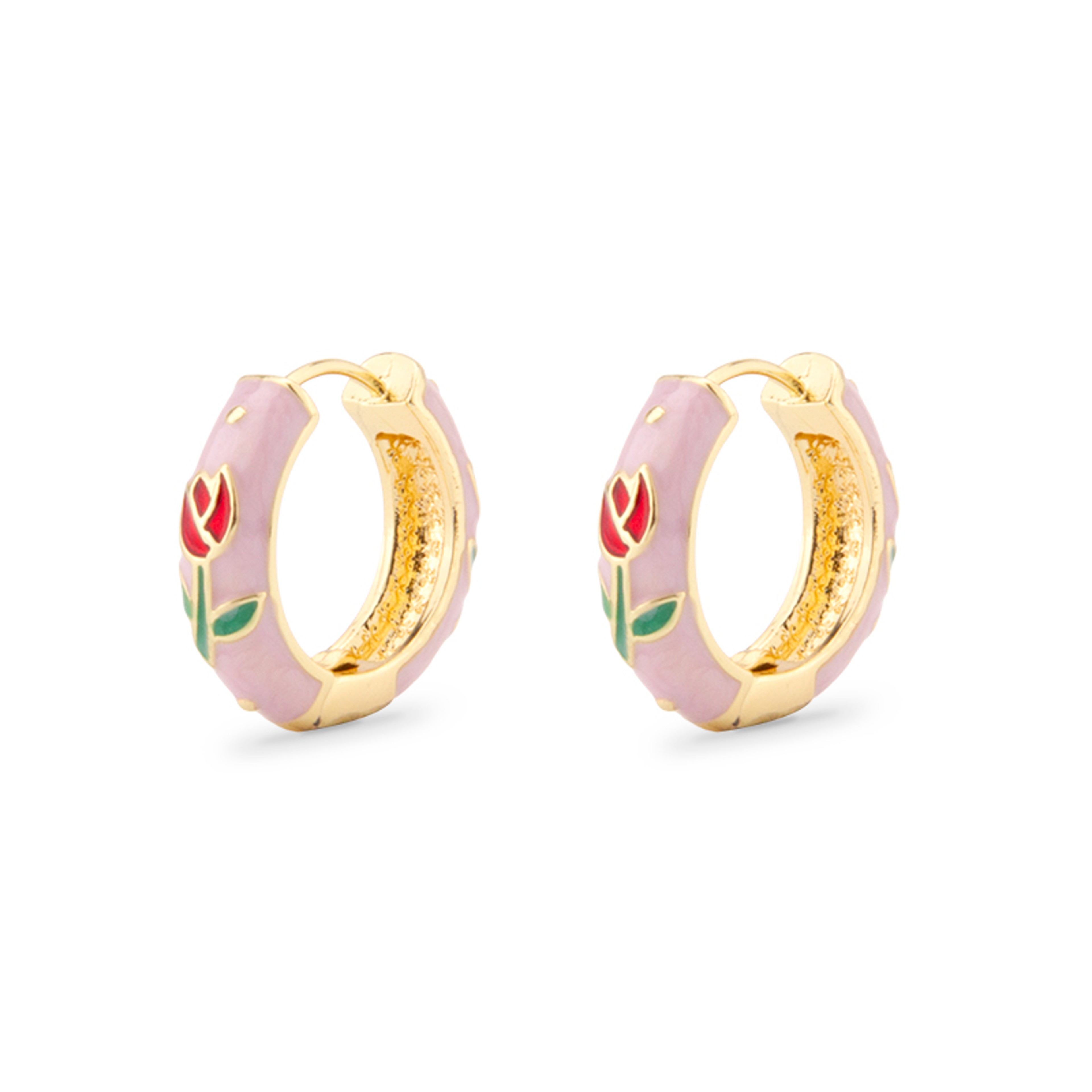 Bohemian Floral Hoop Earrings for Women with Enamel Cloisonne Design – view 7