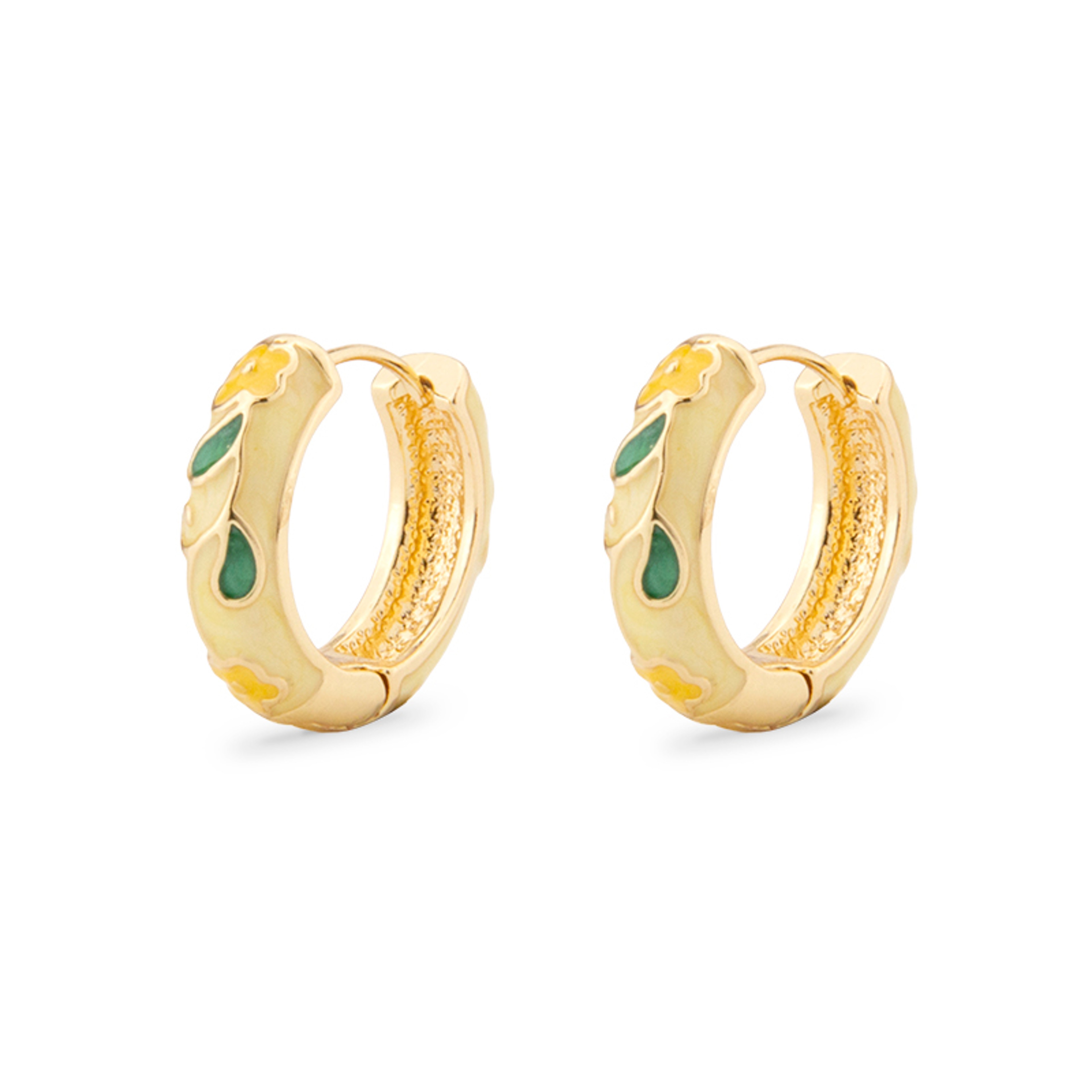 Bohemian Floral Hoop Earrings for Women with Enamel Cloisonne Design – view 9