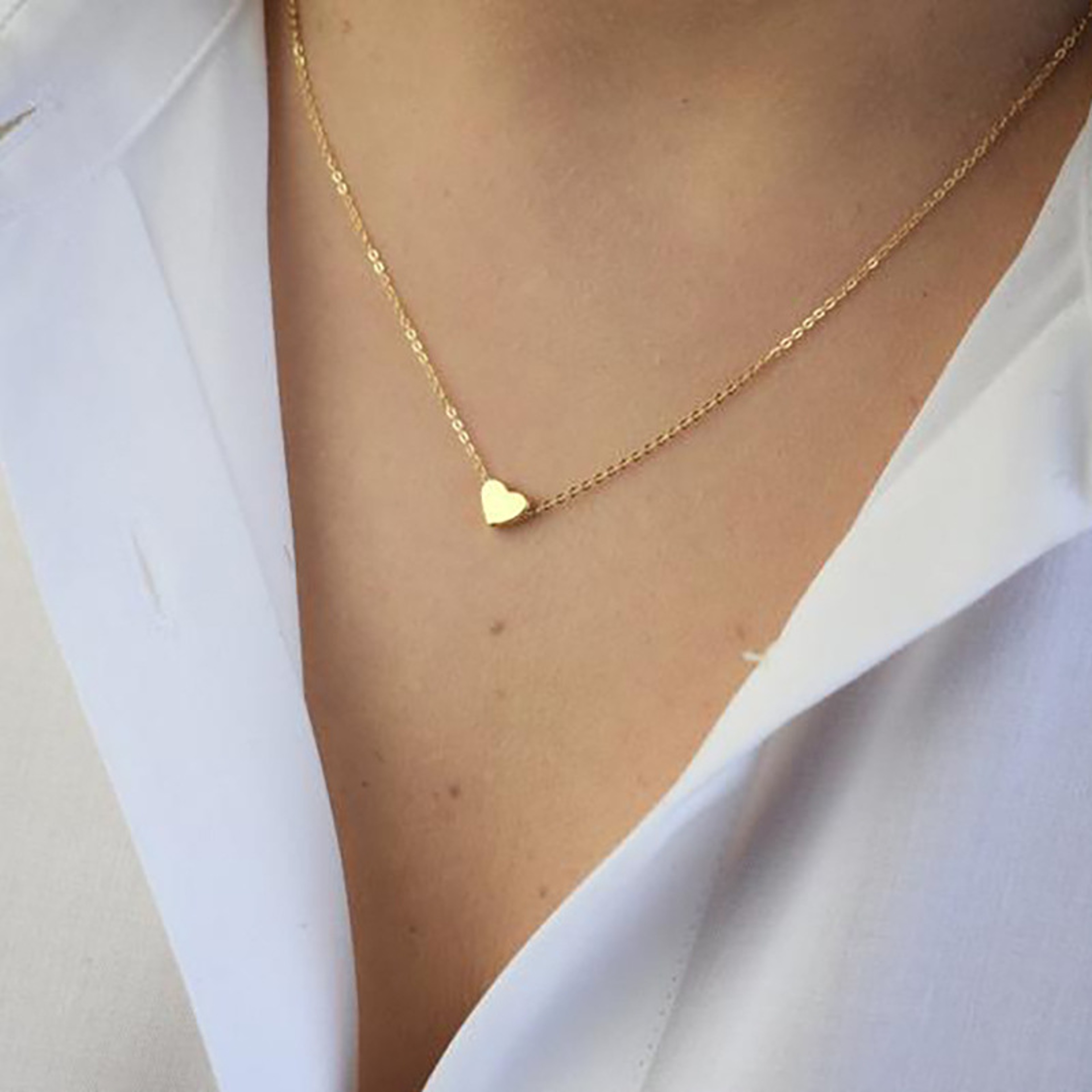 Minimalist Heart Love Necklace for Women Dainty Clavicle Chain Jewelry – view 1