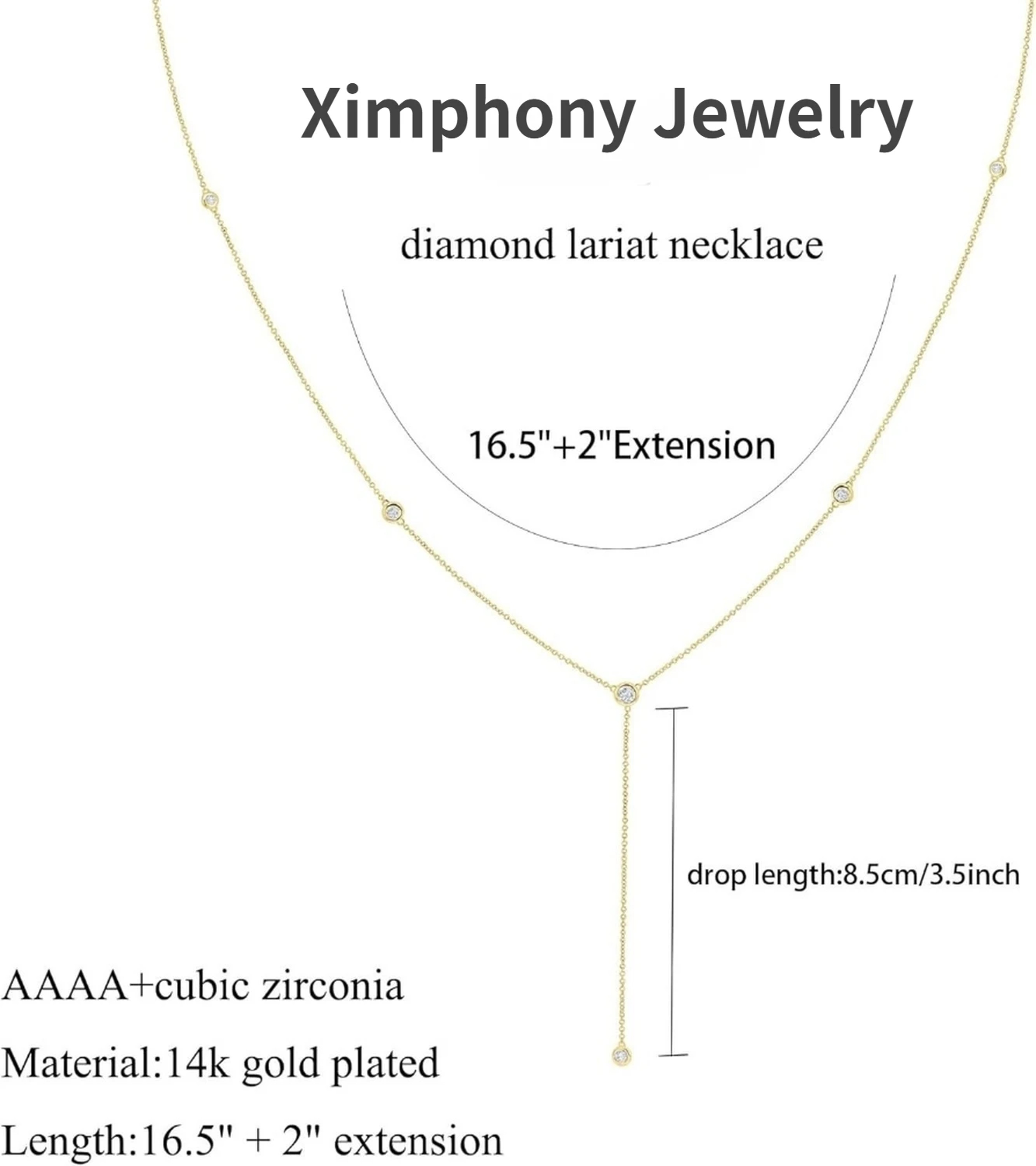 Elegant Lariat Necklace Gold Plated Dainty Layering Necklace for Women – view 2