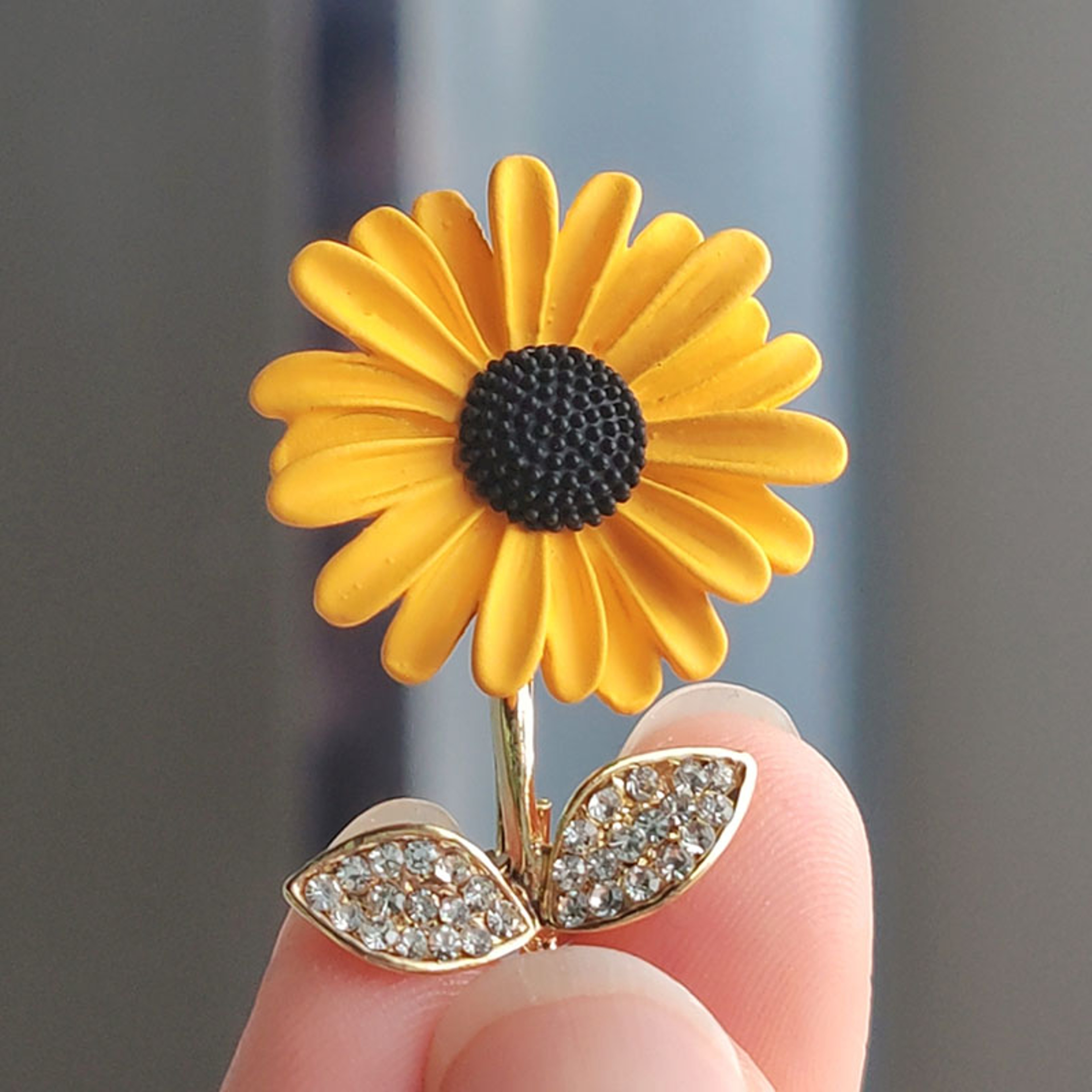 Elegant Sunflower Brooch Rhinestone Floral Lapel Pin for Women Jackets, Dresses & Suits – view 1