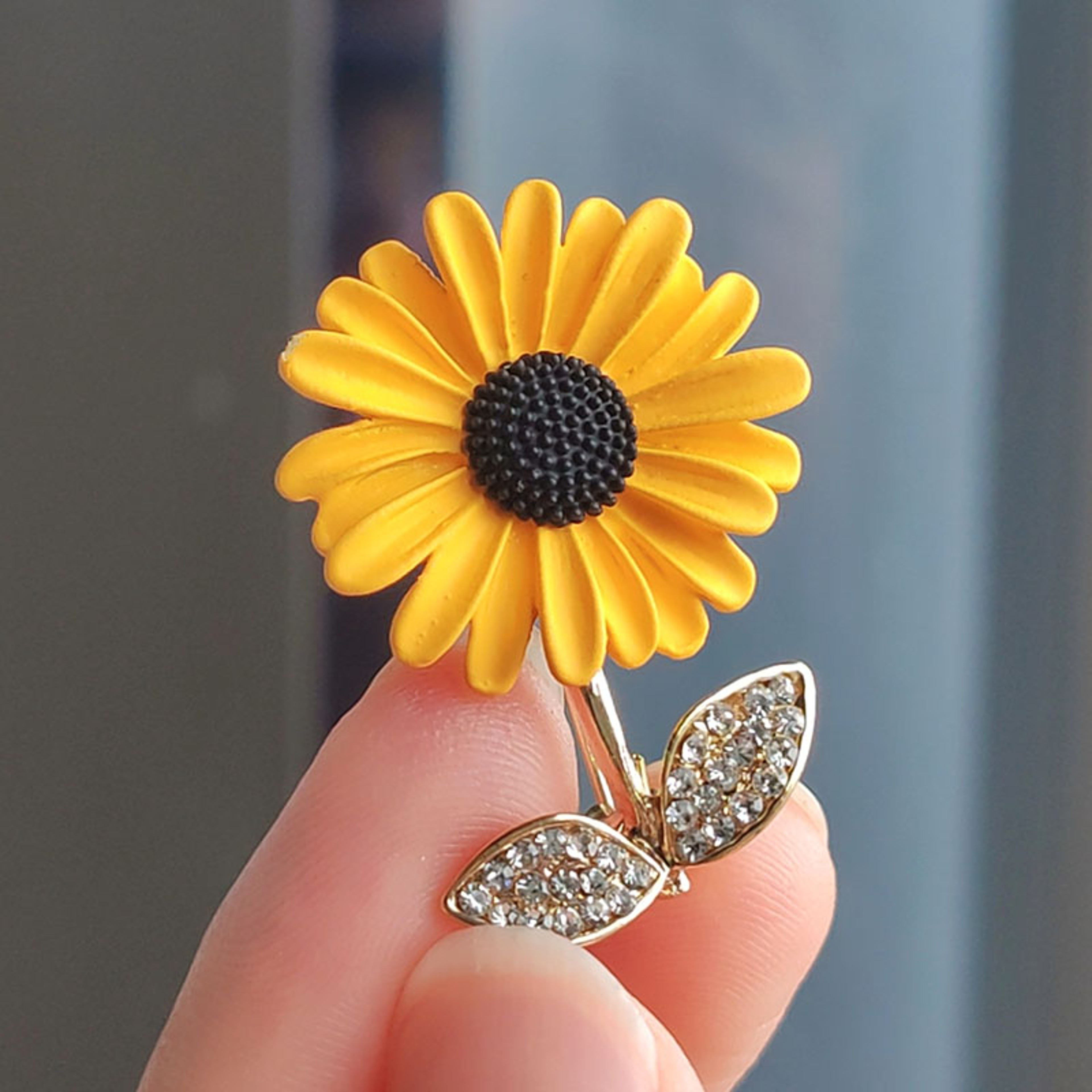 Elegant Sunflower Brooch Rhinestone Floral Lapel Pin for Women Jackets, Dresses & Suits – view 3