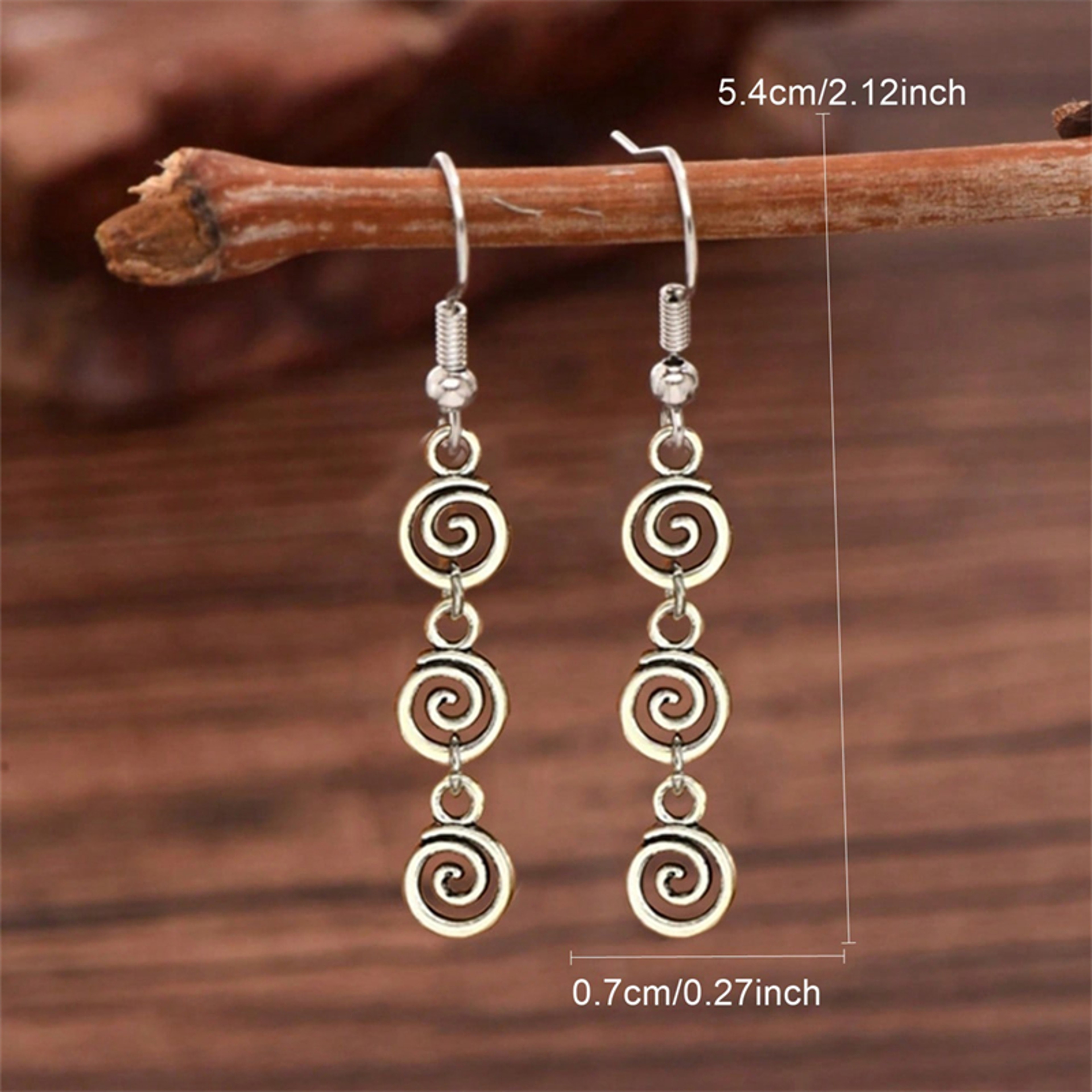 Vintage Spiral Dangle Earrings for Women Geometric Swirl Long Drop Statement Jewelry – view 6