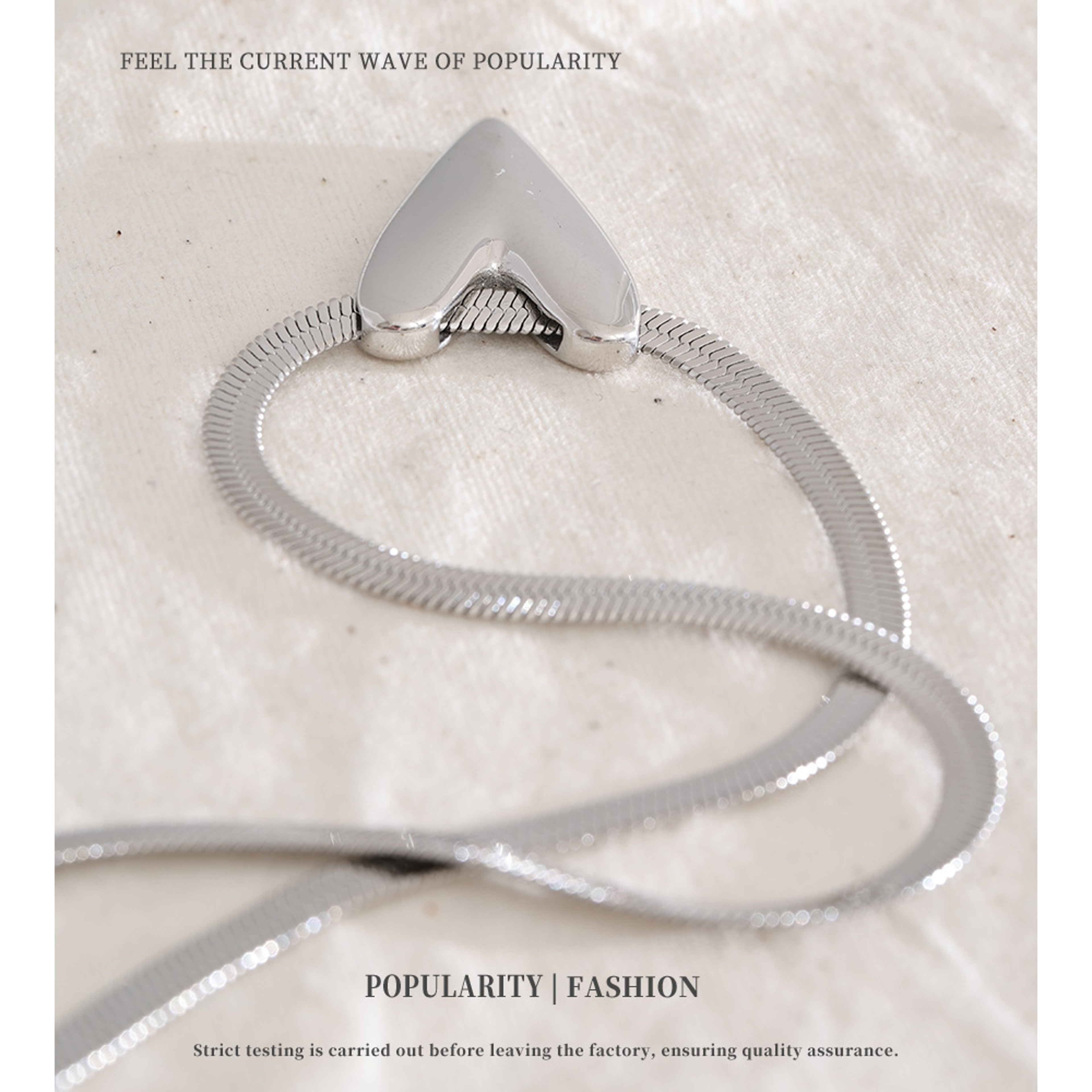 Heart Pendant Necklace Stainless Steel Waterproof Romantic Jewelry for Women – view 2