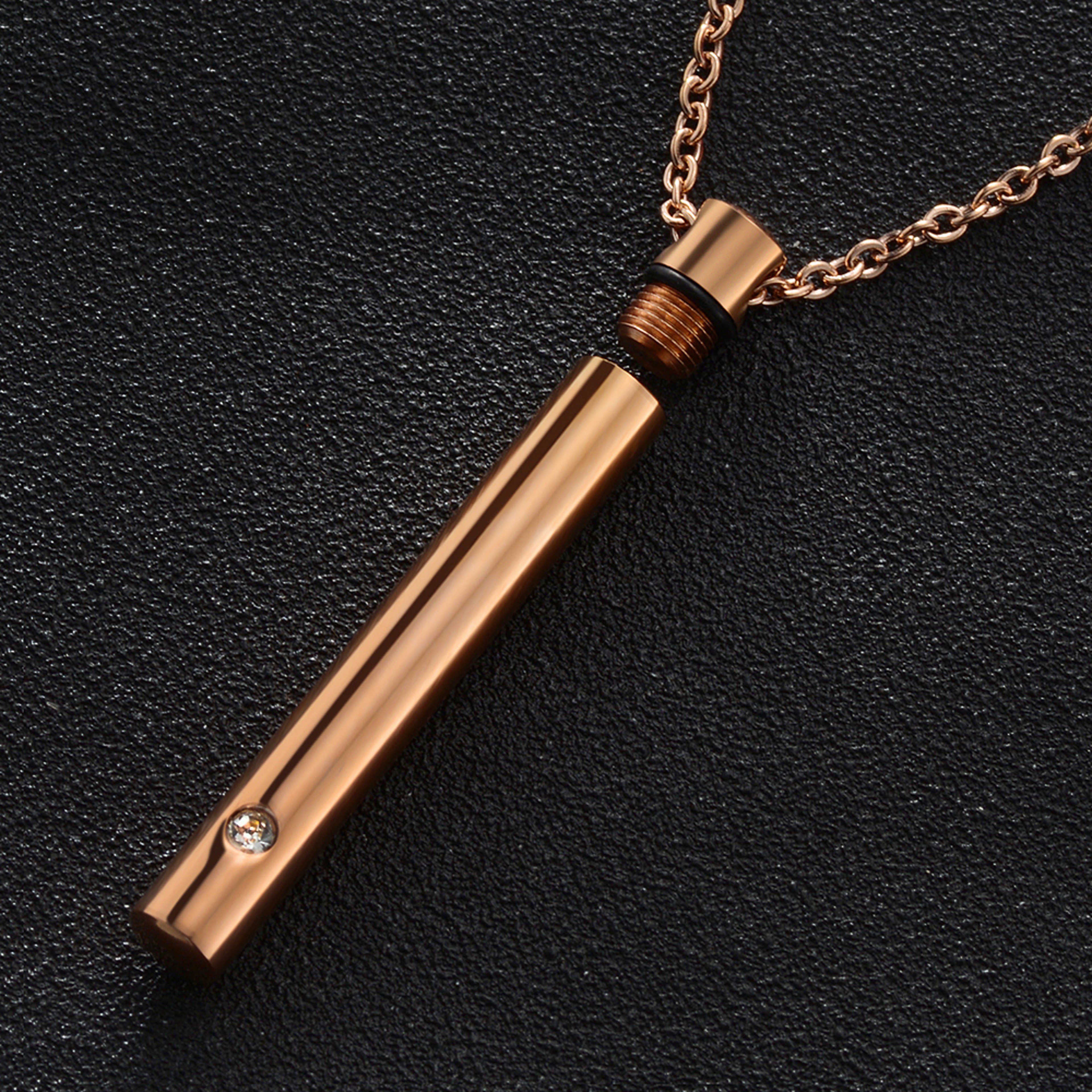 Stainless Steel Memorial Urn Pendant Cremation Necklace for Ashes with Crystal Cylinder Keepsake – view 5