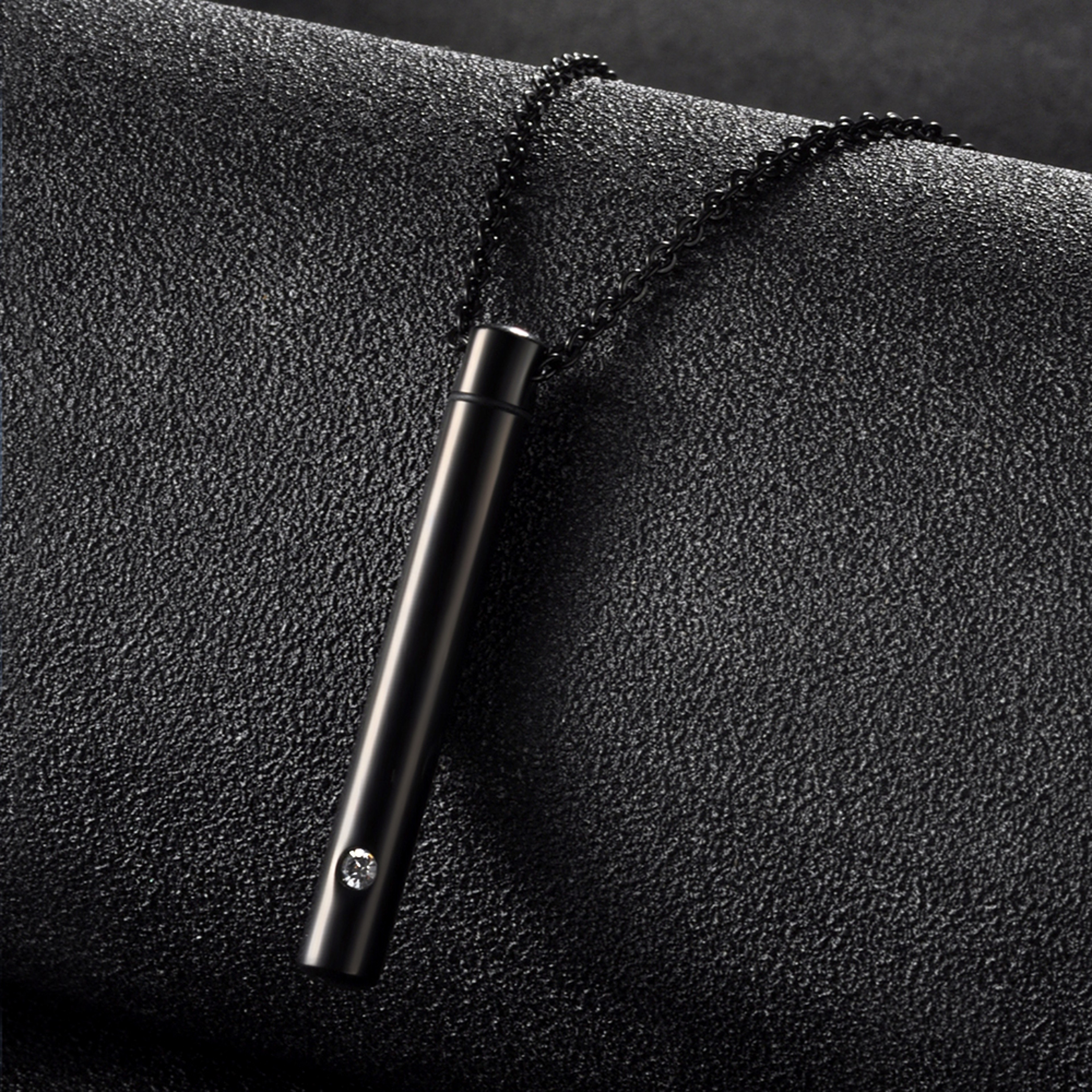 Stainless Steel Memorial Urn Pendant Cremation Necklace for Ashes with Crystal Cylinder Keepsake – view 7