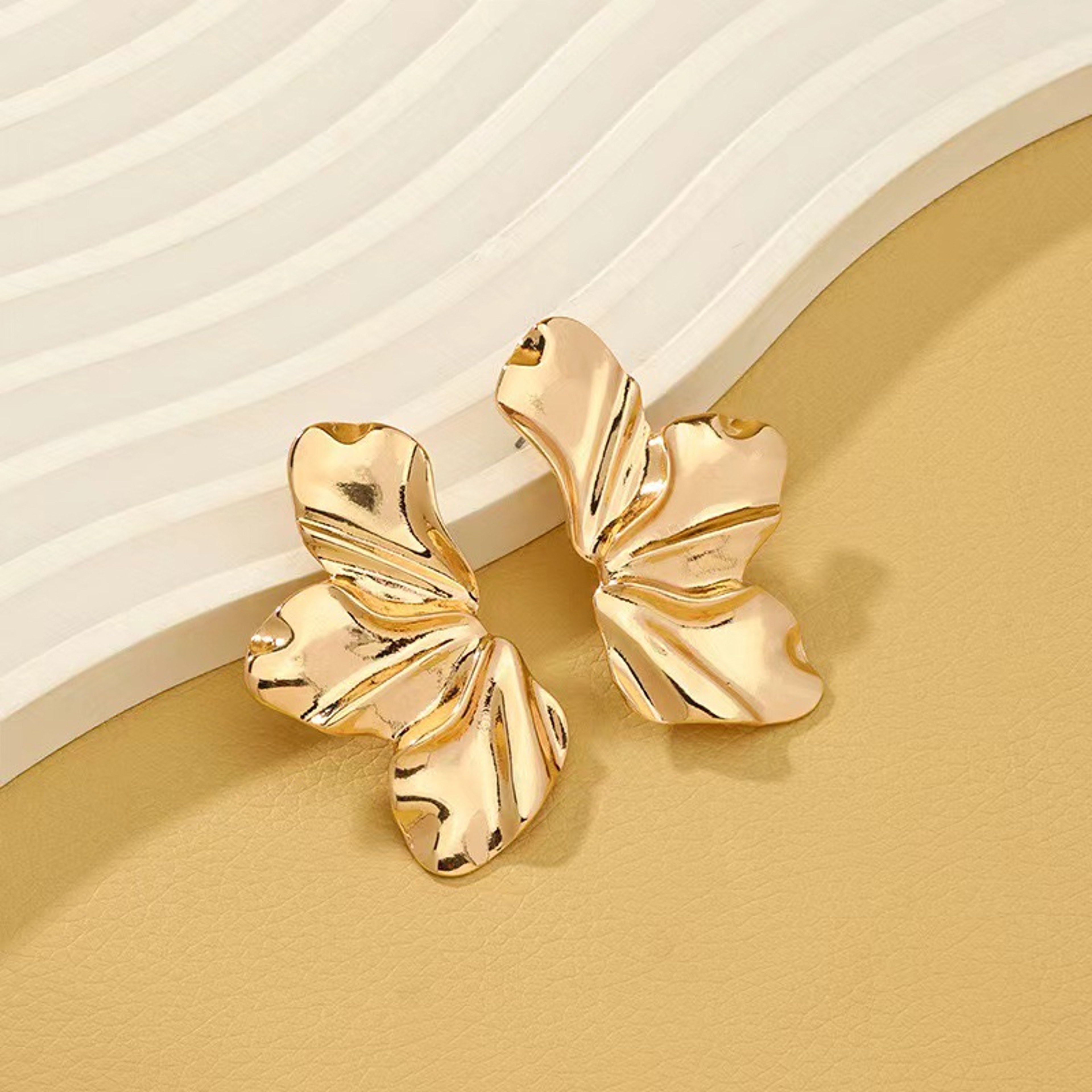 Irregular Gold Dangle Earrings for Women Modern Statement Punk Jewelry – view 5