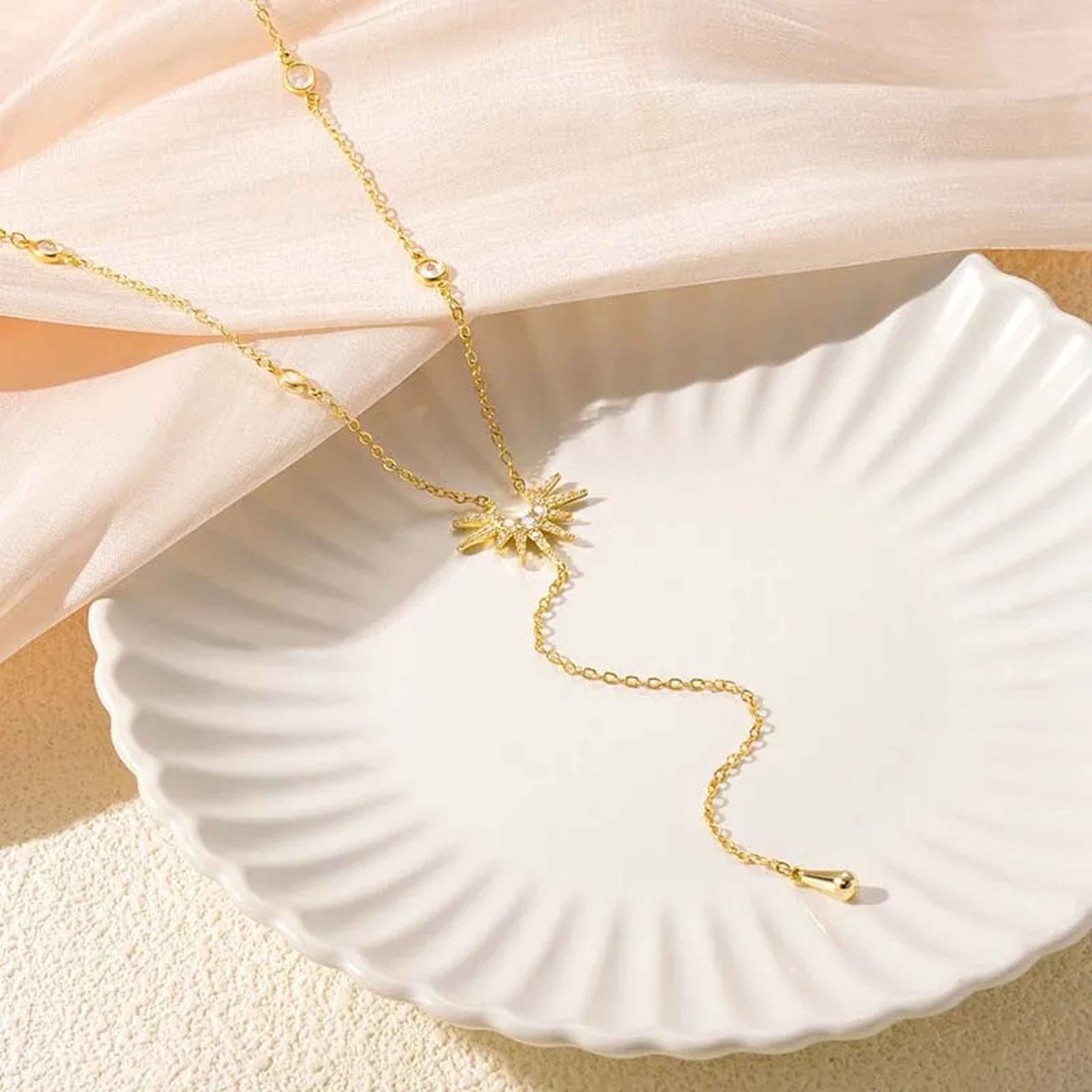 Elegant Necklace Stainless Steel Tassel Necklace with Cubic Zirconia for Women – view 4