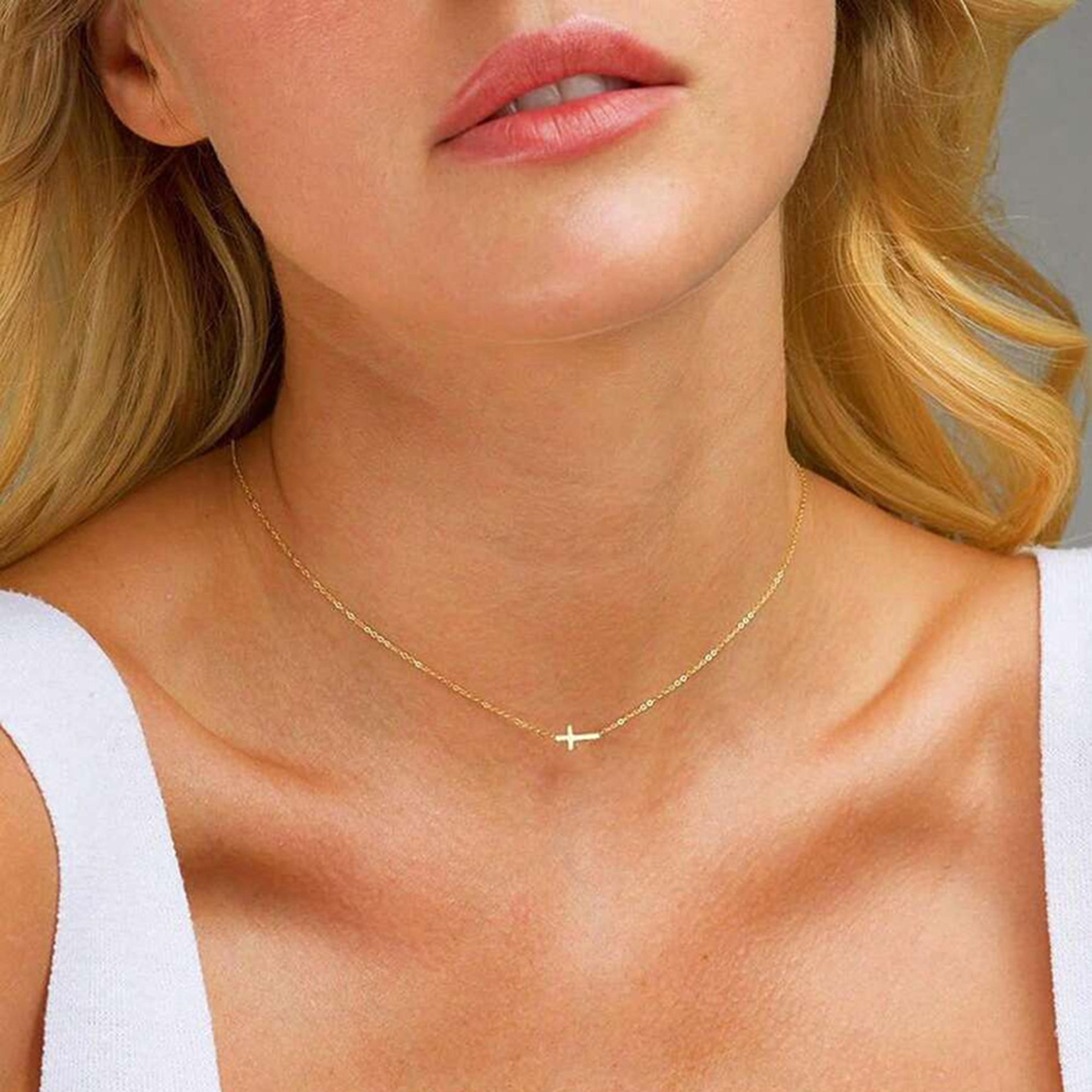 Vintage Stainless Steel Cross Necklace for Women Faith Pendant Everyday Christian Jewelry – view 2