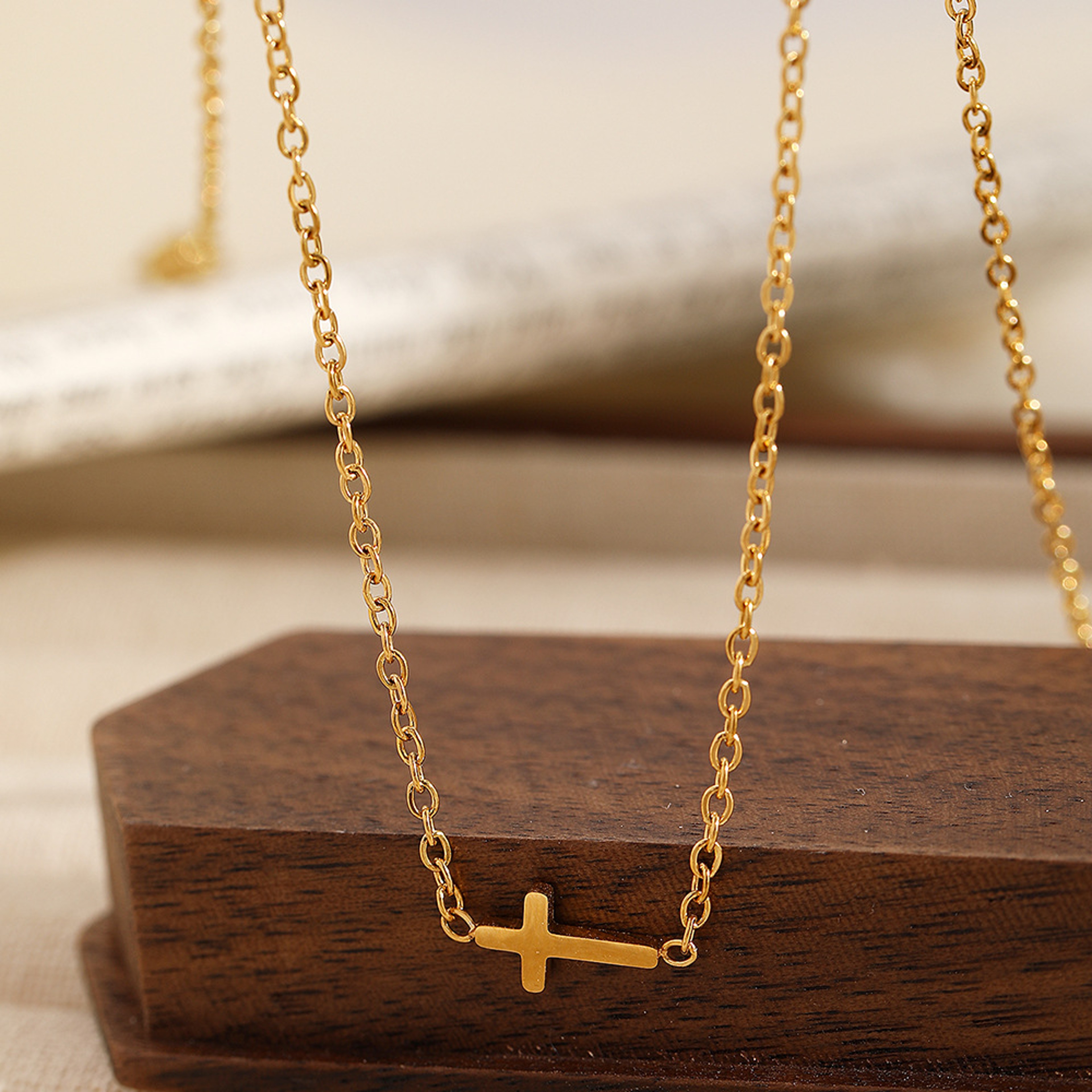 Vintage Stainless Steel Cross Necklace for Women Faith Pendant Everyday Christian Jewelry – view 5