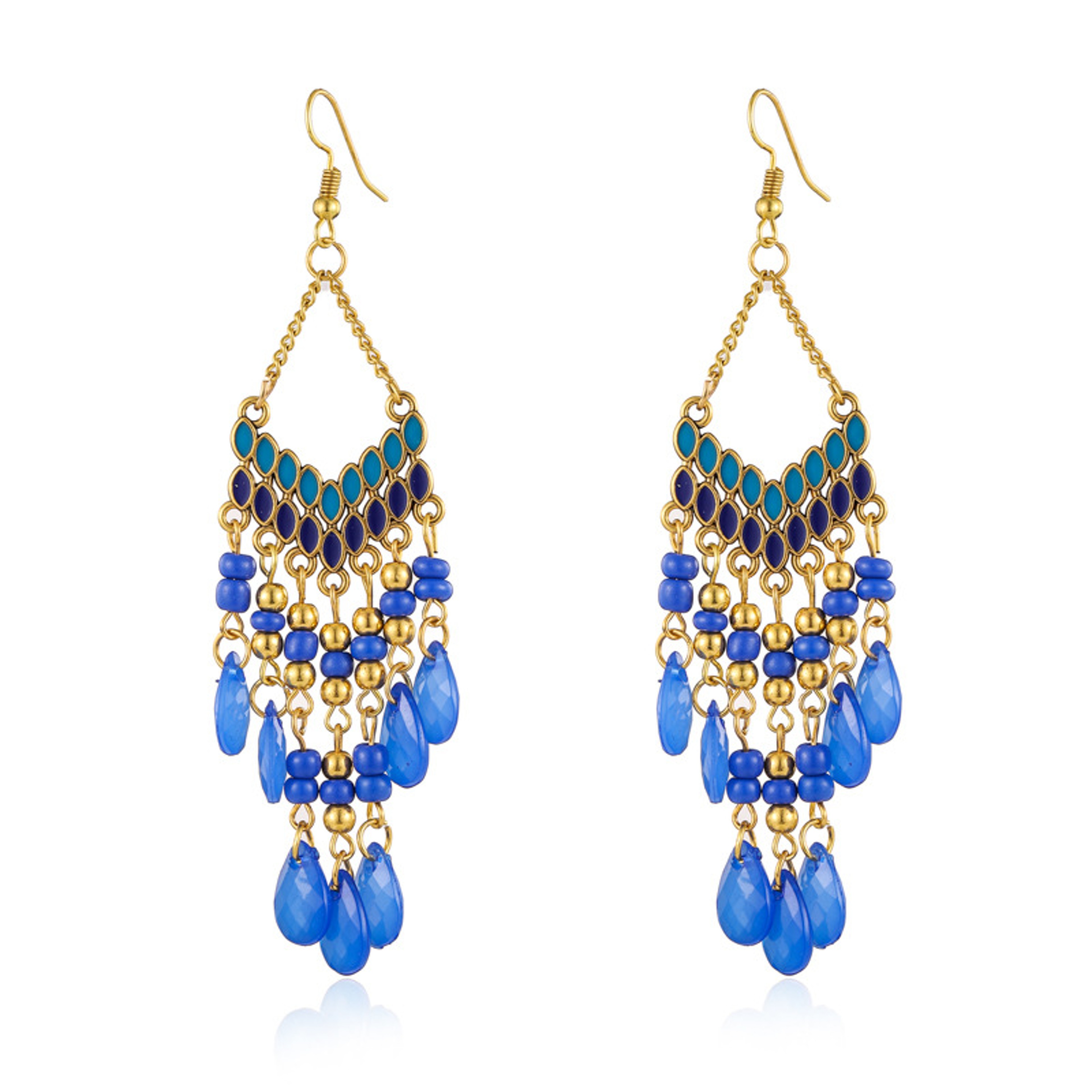 Bohemian Water Drop Beaded Tassel Earrings For Women Ethnic Retro Statement Jewelry 4