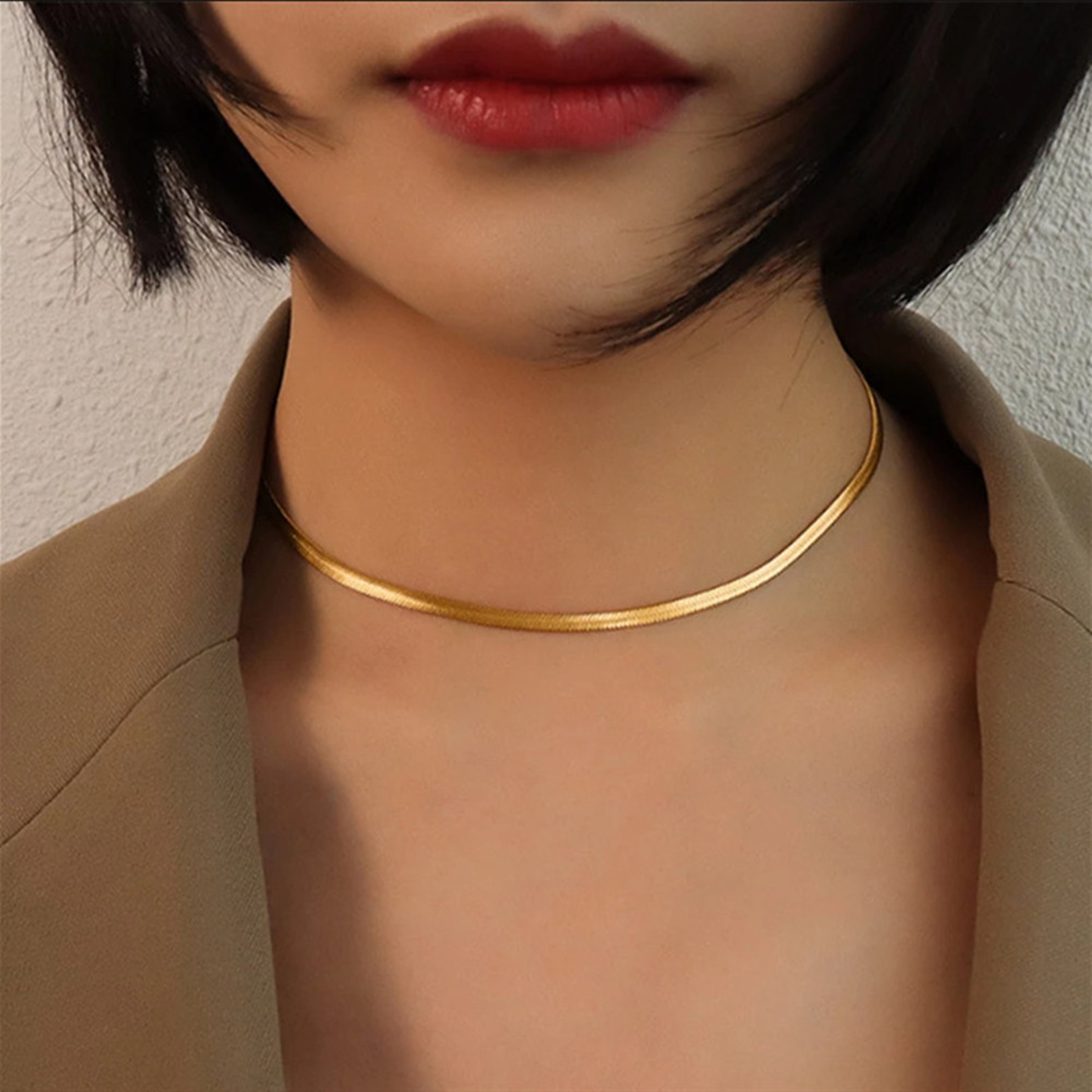 Double Layer Snake Chain Necklace for Women Gold Layered Clavicle Y2K Jewelry – view 2