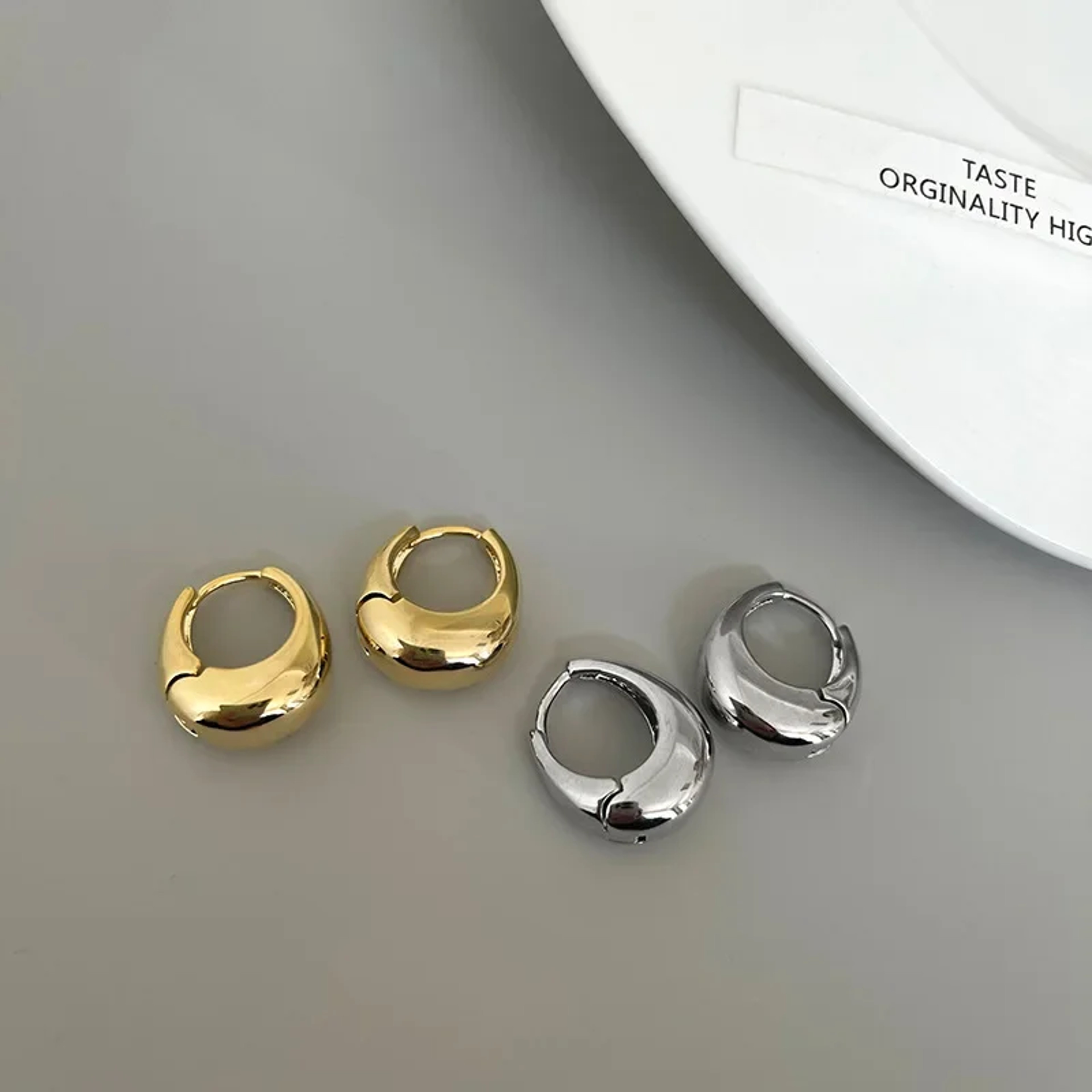 Classic Stainless Steel Hoop Earrings Chunky Round Statement Hoops for Women – view 5