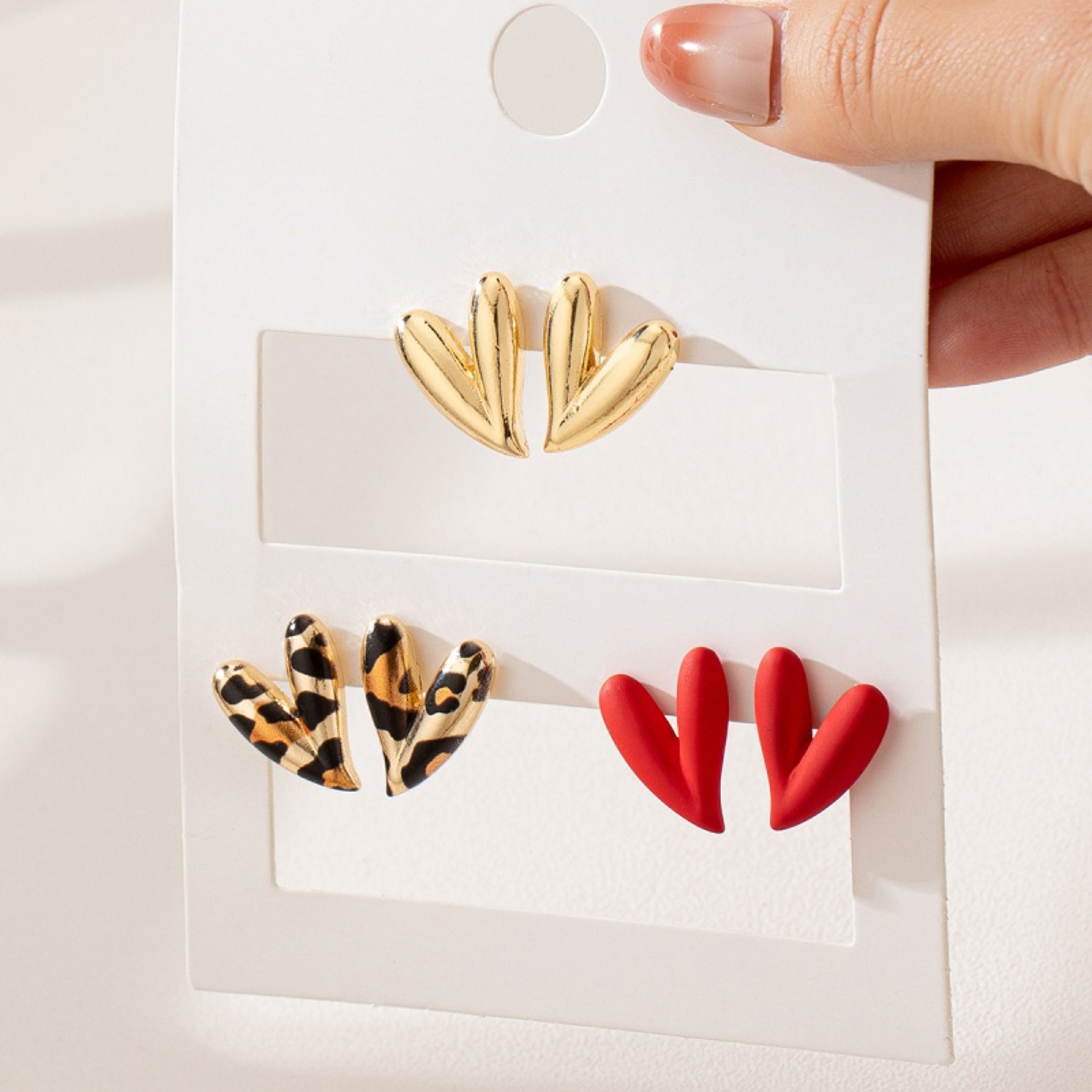 Leopard Heart Earrings Colorful Heart Stud Earrings for Women, Animal Print Fashion Jewelry Gift – view 4