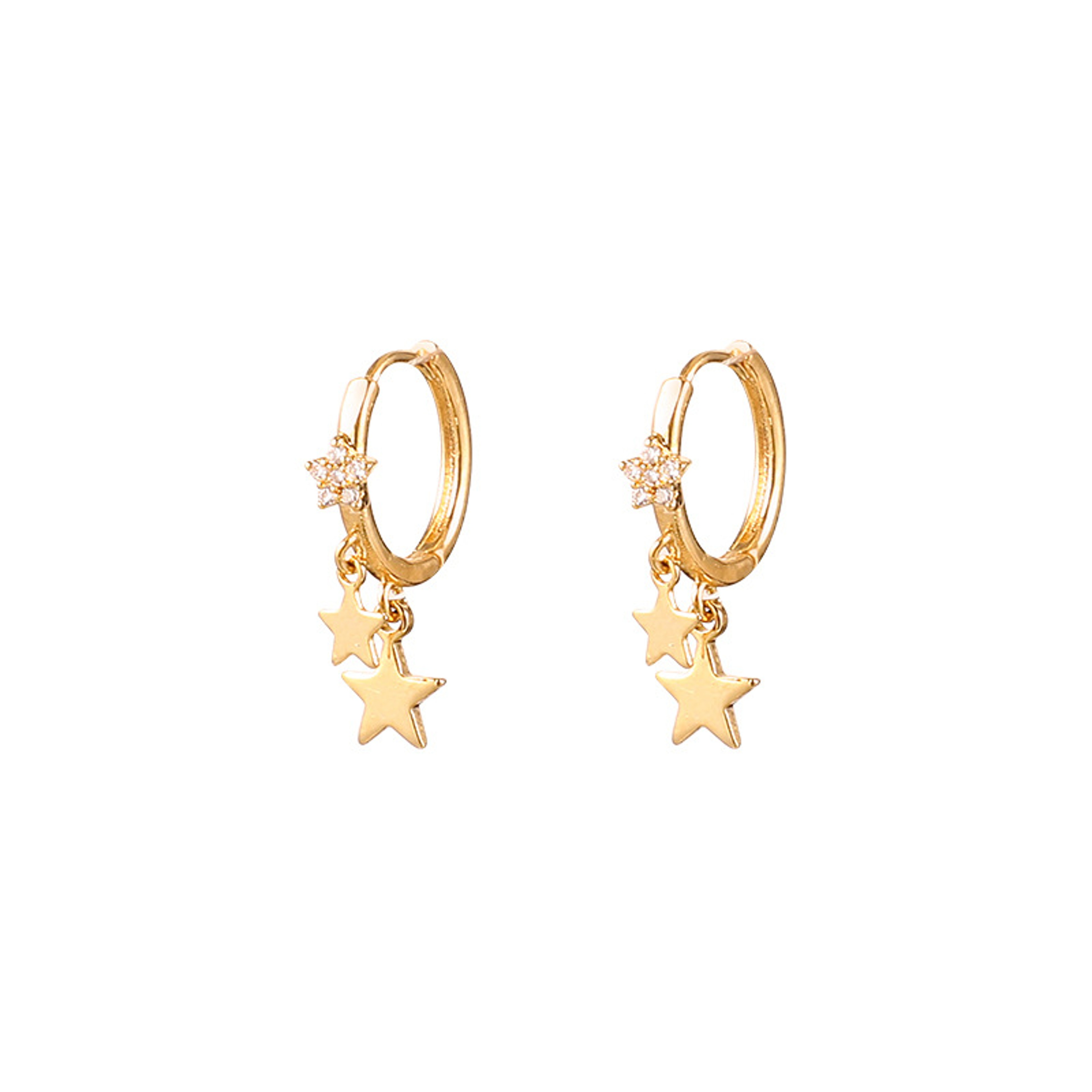 Sparkling Star Hoop Earrings With Rhinestone Tassel Geometric Design For Women 5