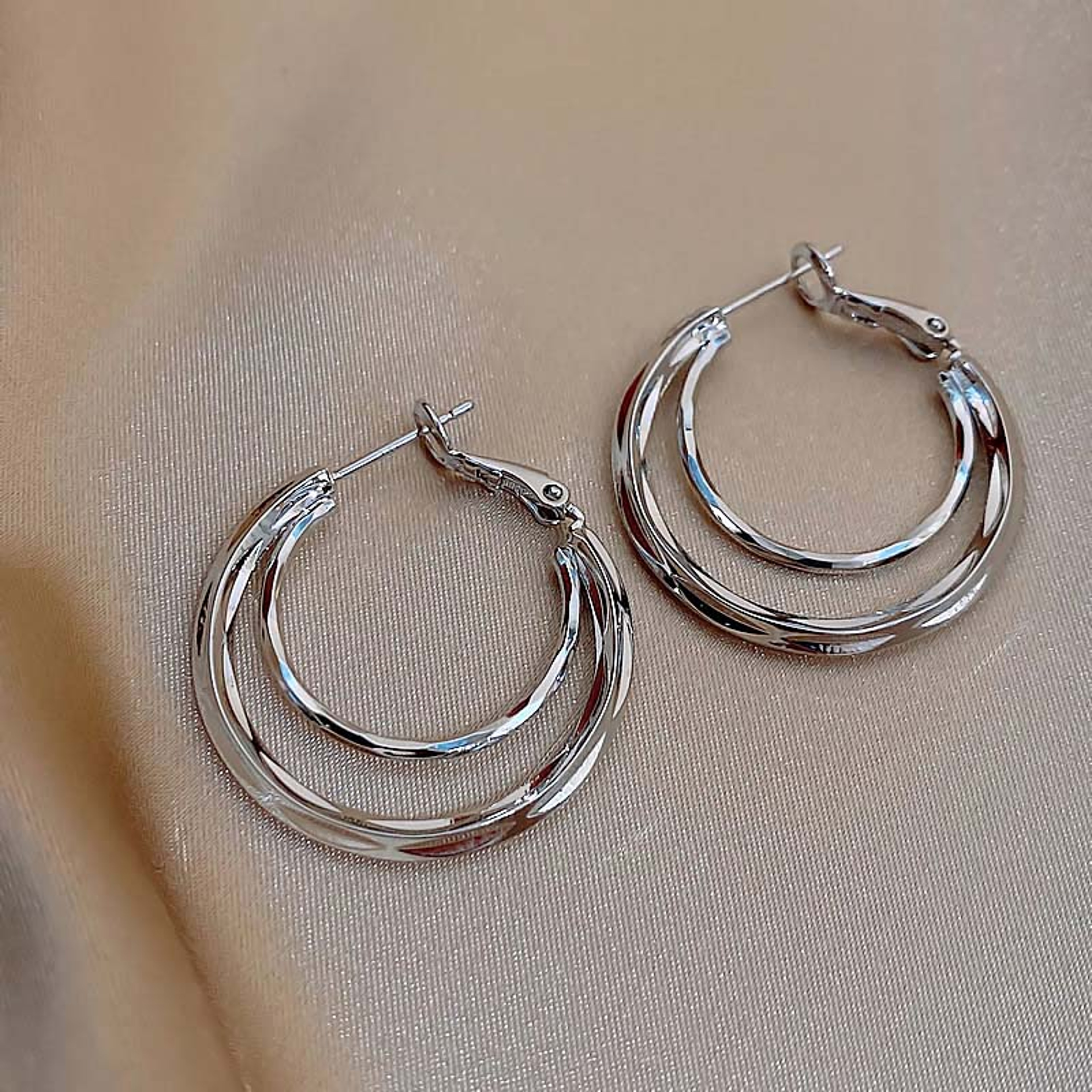 Gold Hoop Earrings for Women Statement Geometric Layered Circle Fashion Jewelry – view 6