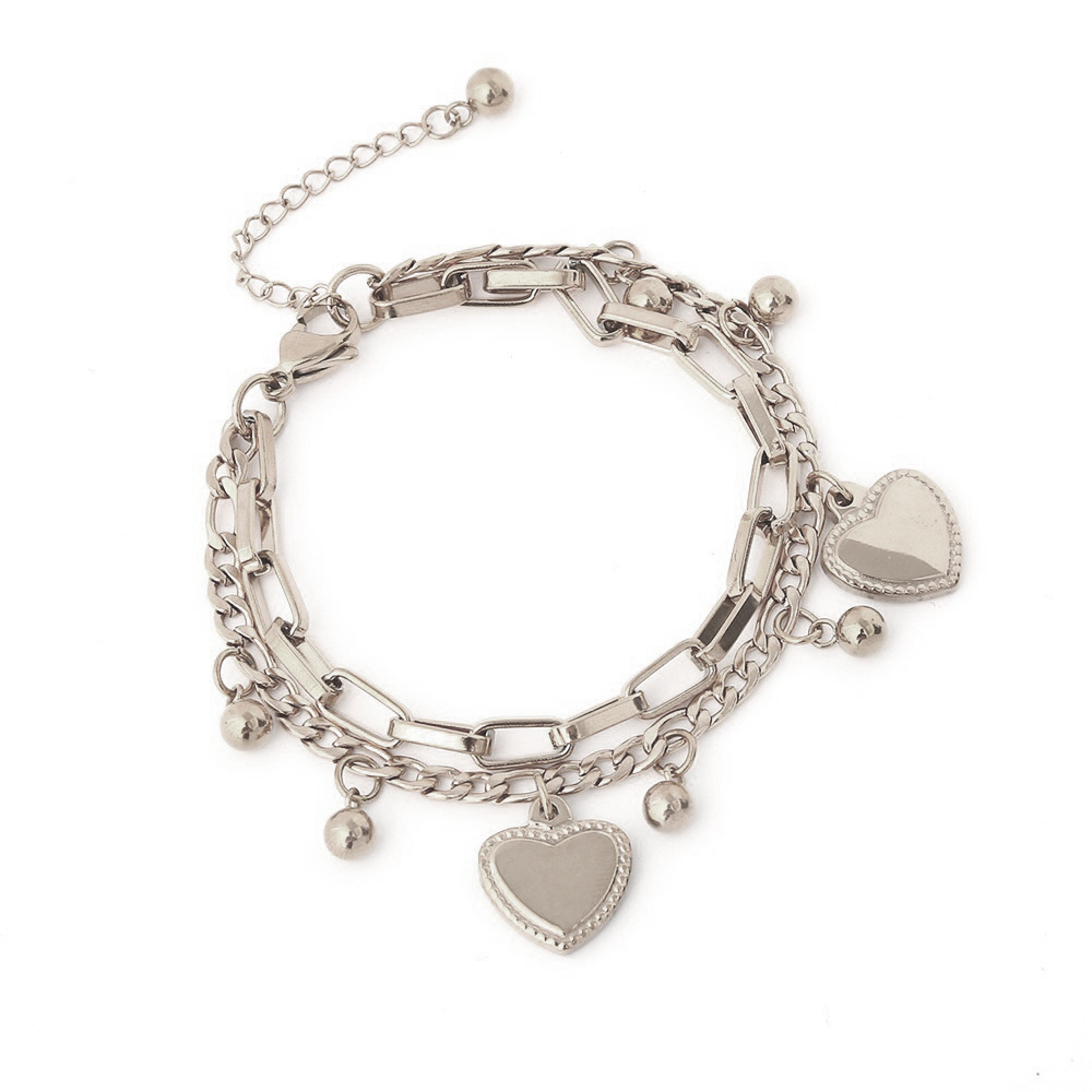Layered Heart Stainless Steel Bracelet For Women Elegant Gold Chain Fashion Jewelry Gift 0