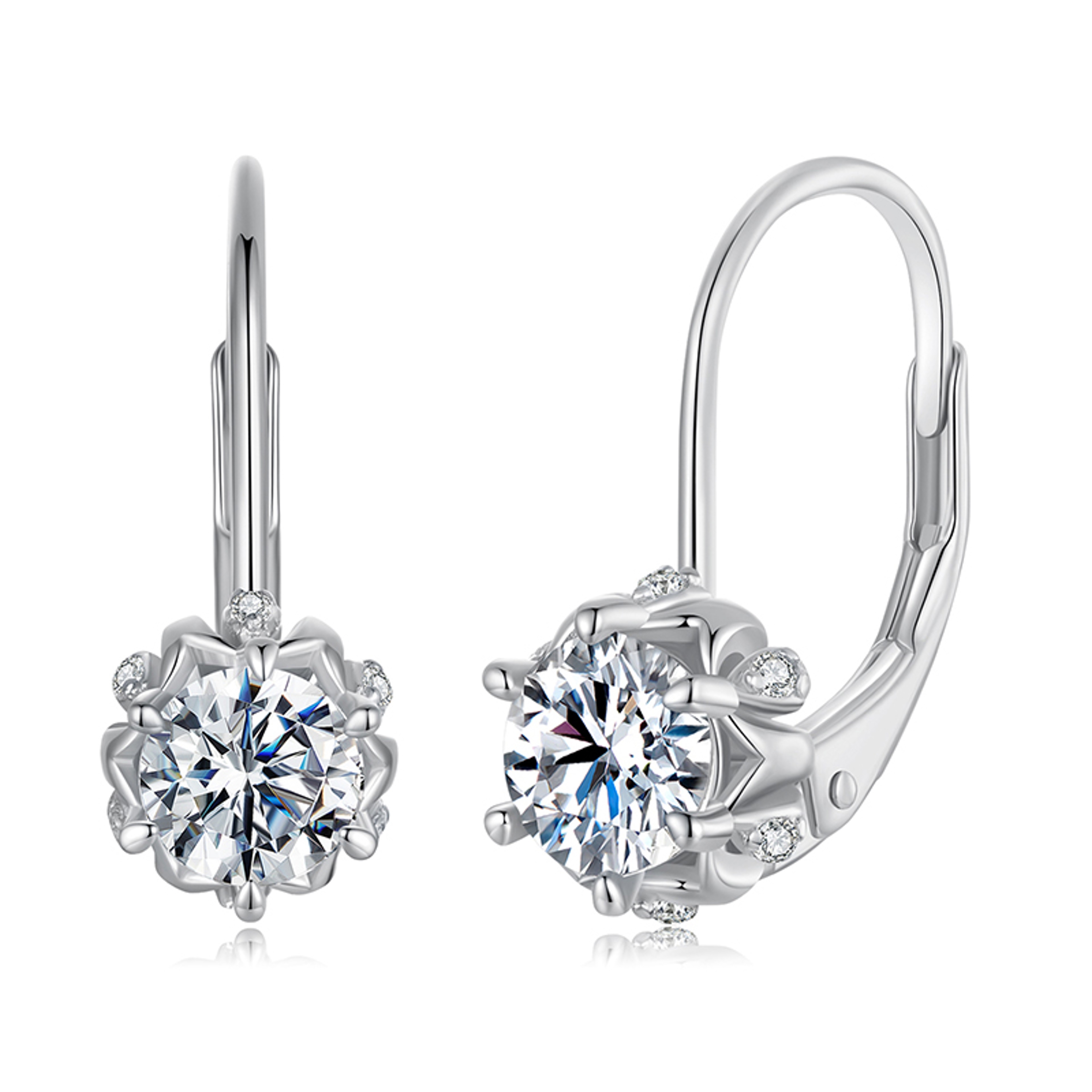 Moissanite Earrings In Sterling Silver Flower Studs For Women 4
