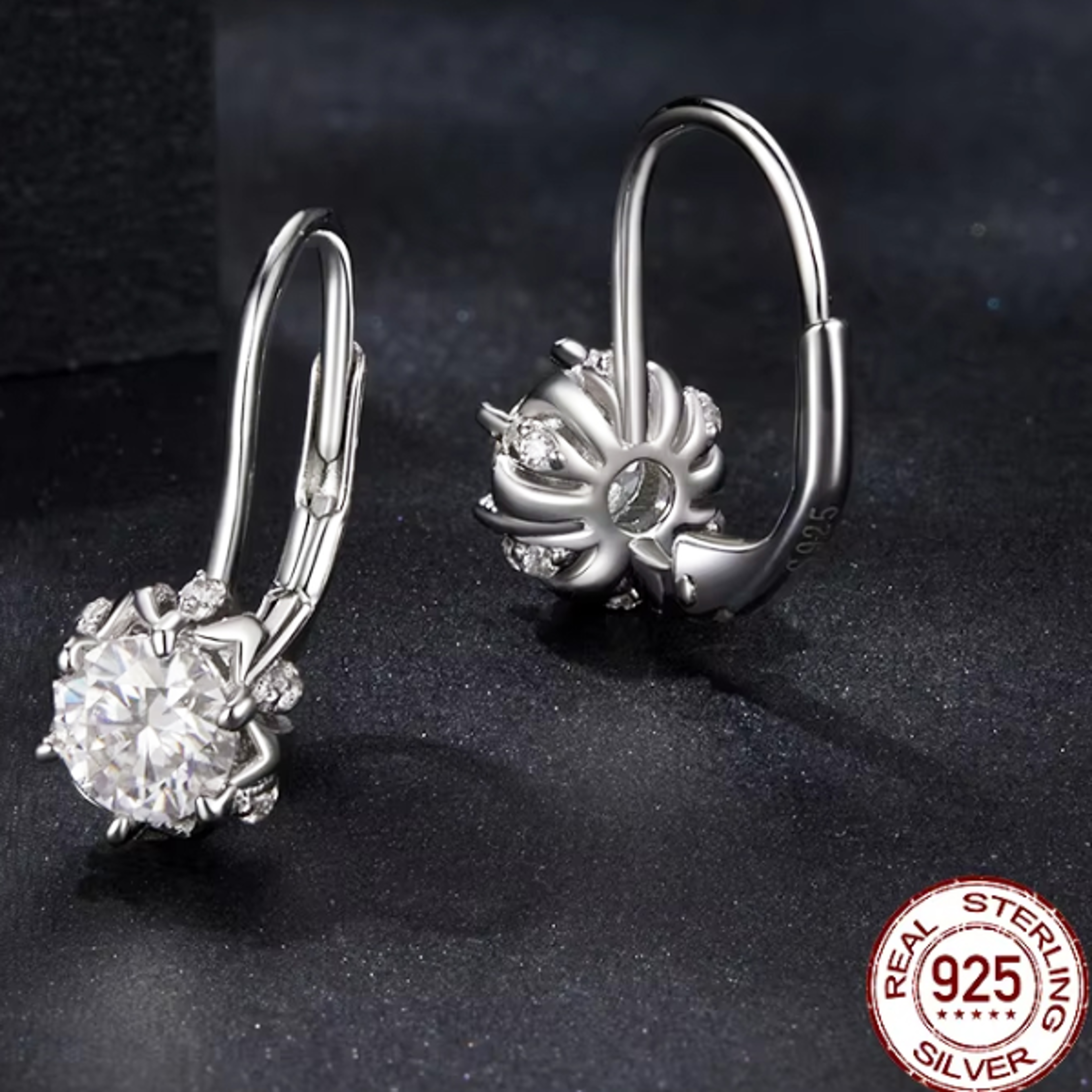 BAMOER Moissanite Earrings in 925 Sterling Silver Flower Studs for Women