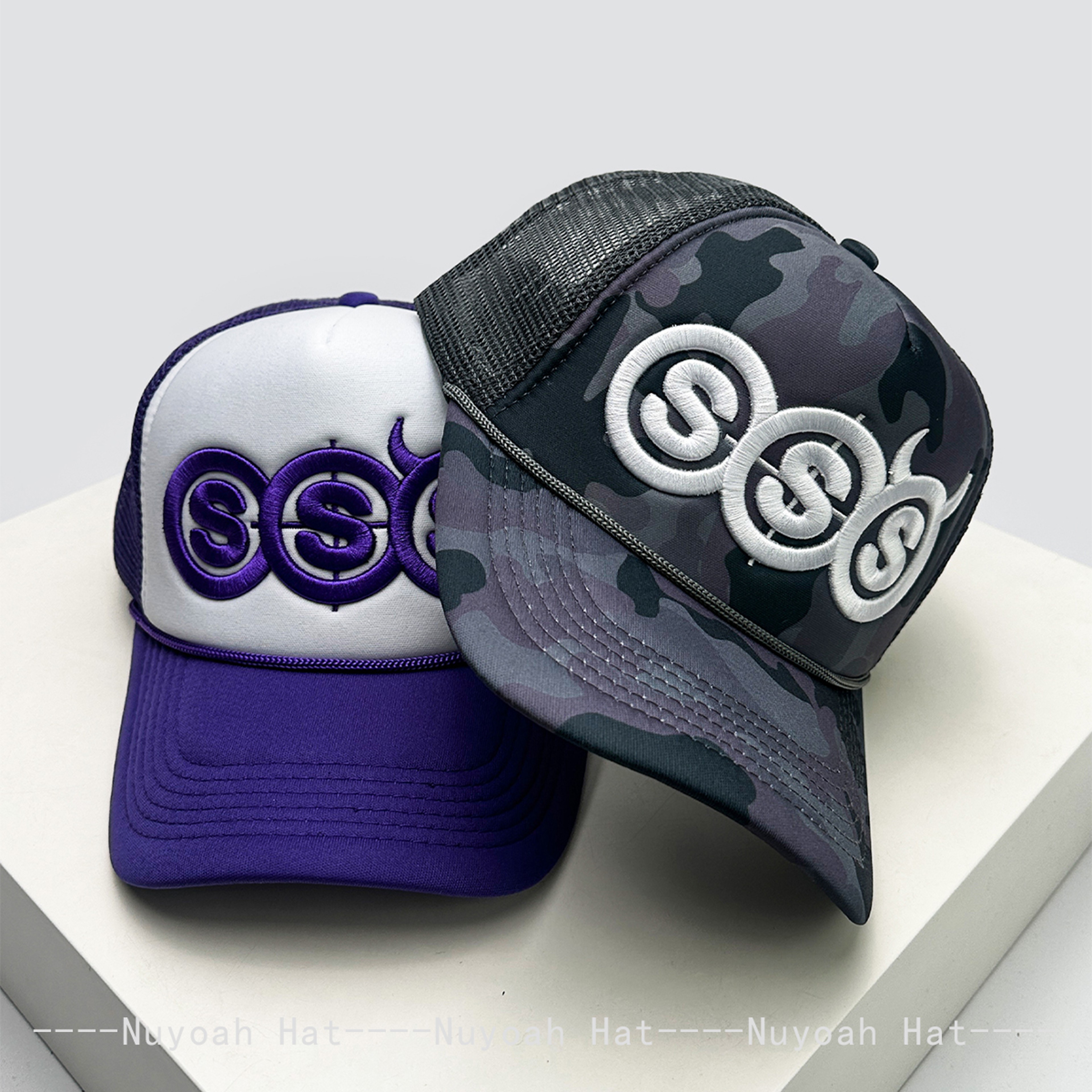 Devil Horn Trucker Hat Mesh Baseball Cap with Embroidered Letter Design for Men & Women – view 2