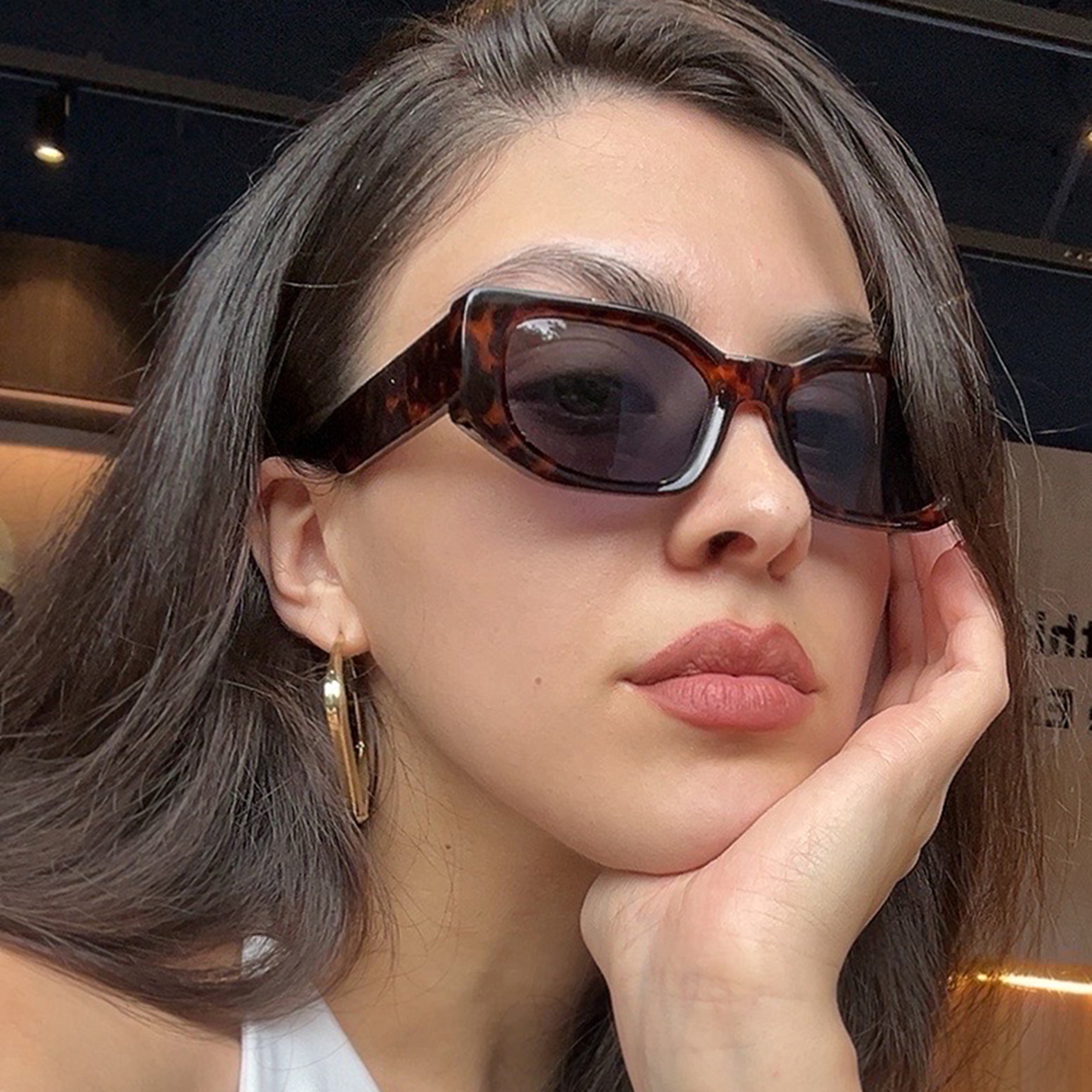 Classic Retro Sunglasses With Bold Irregular Thick Frame For Men  Women 3