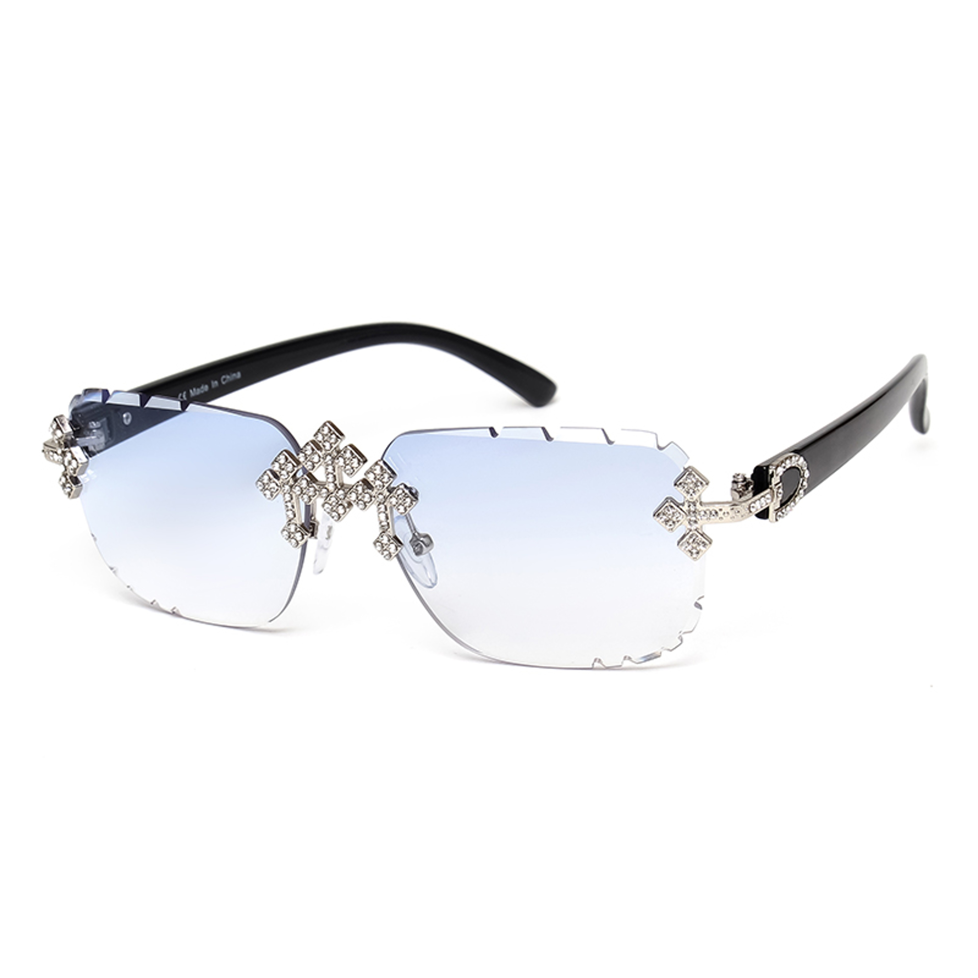 Luxury Rimless Square Sunglasses For Women With Crystal Metal Frame UV Protection 6