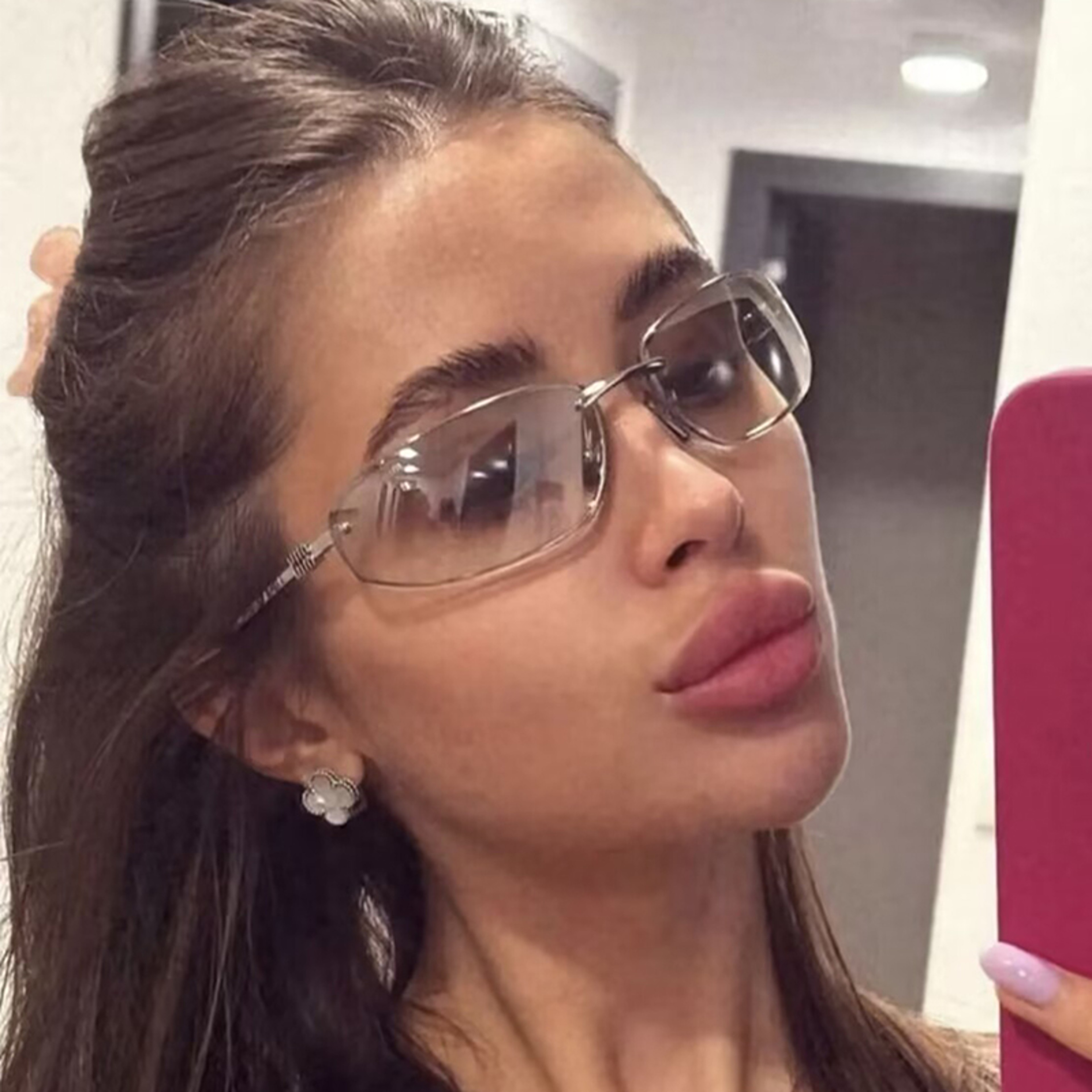 Luxury Sunglasses Rimless Oval Retro UV Fashion Shades 1