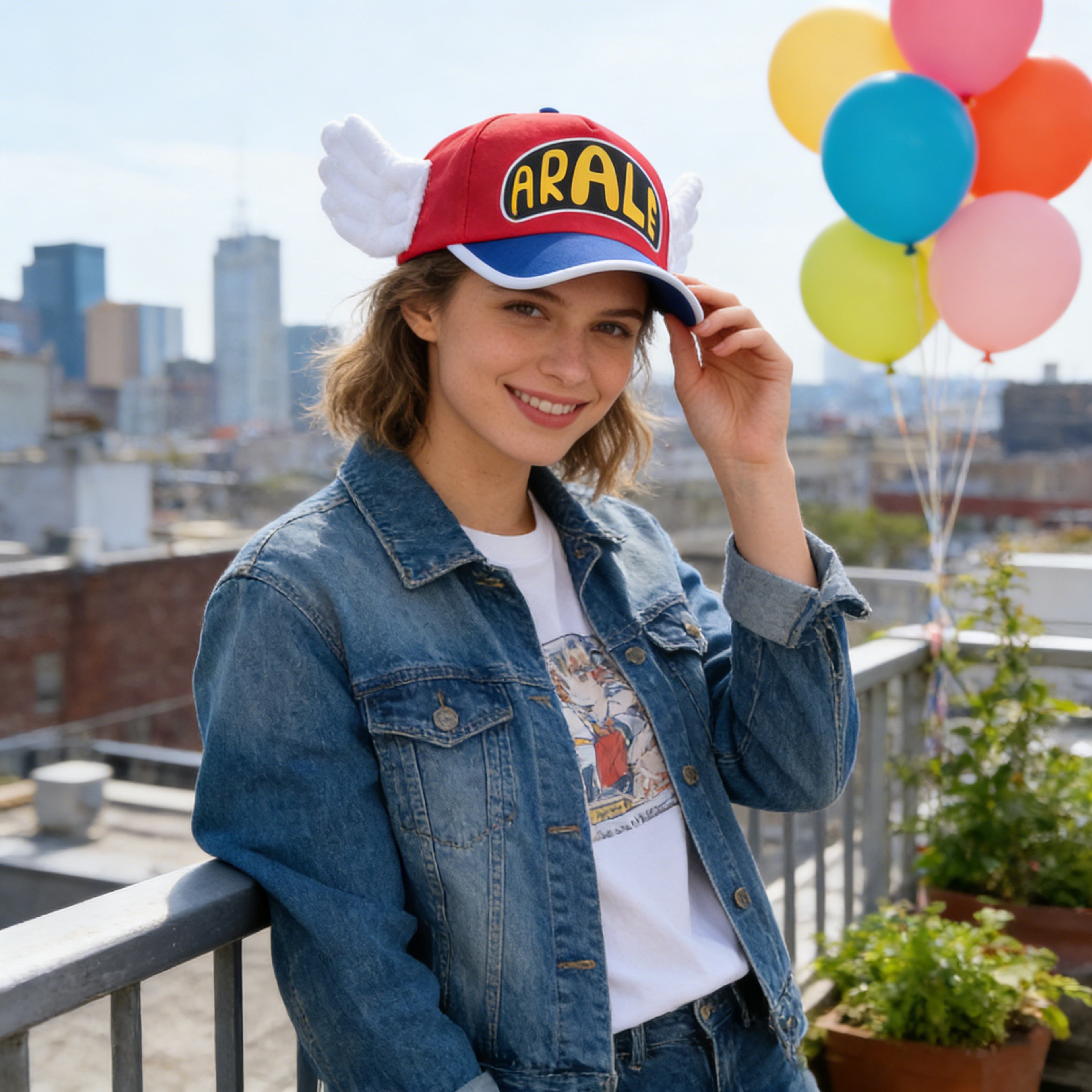 Arale Anime Baseball Cap with Plush Wings Cute Cartoon Hat – view 5