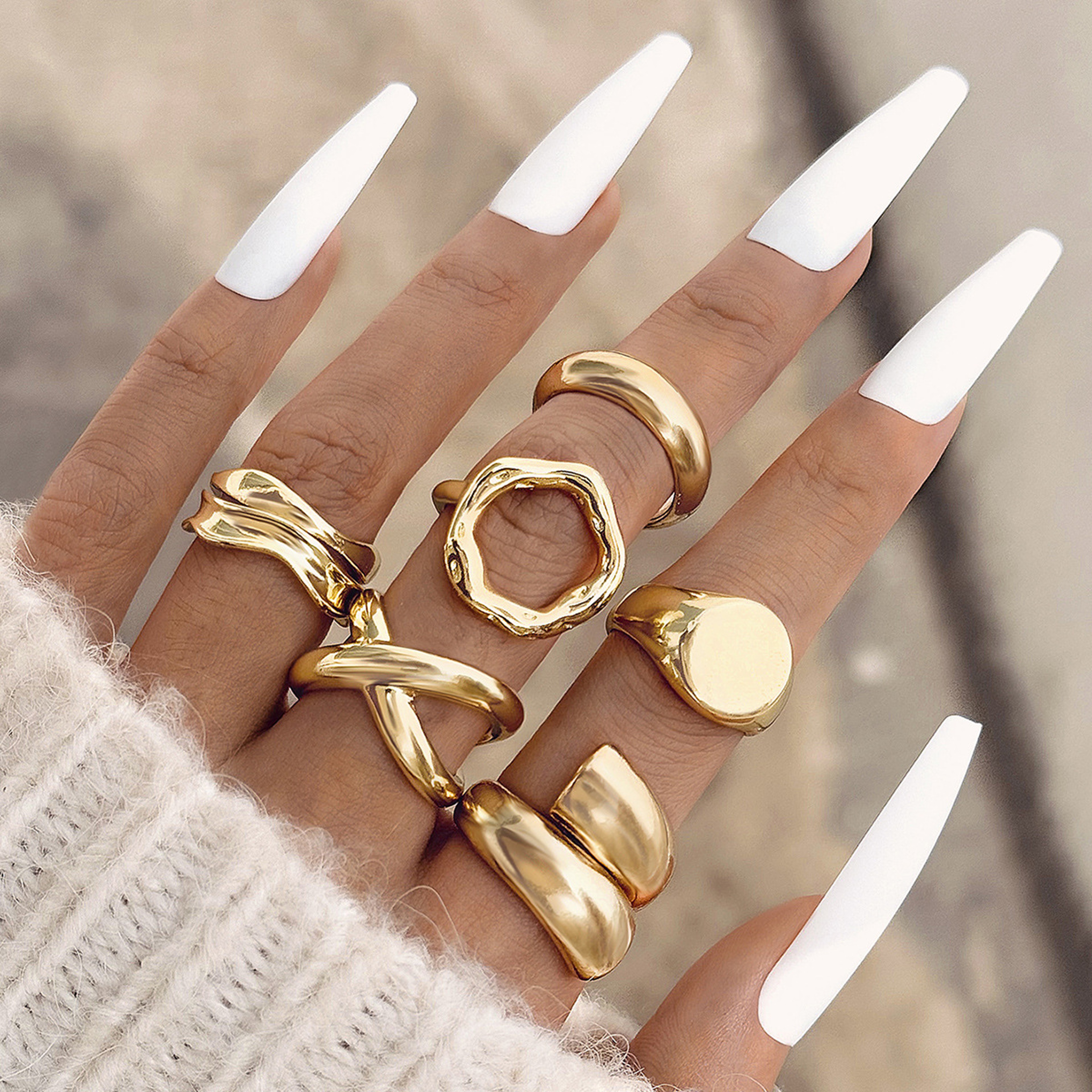 Elegant Flower Ring Gold Crystal Pearl Ring Adjustable Open Ring for Women – view 12