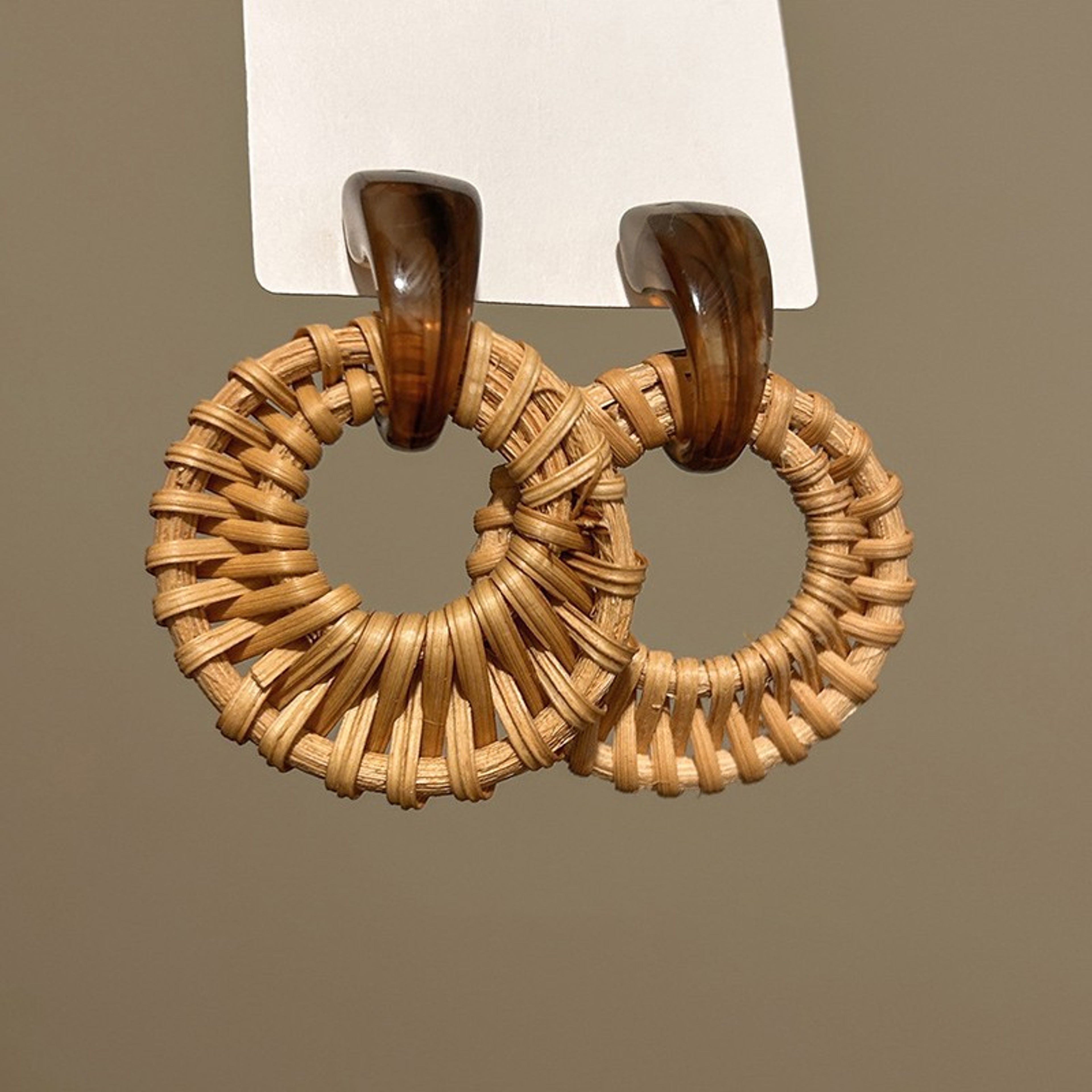Vintage Rattan Earrings Boho Woven Hoop Statement Earrings For Women 4