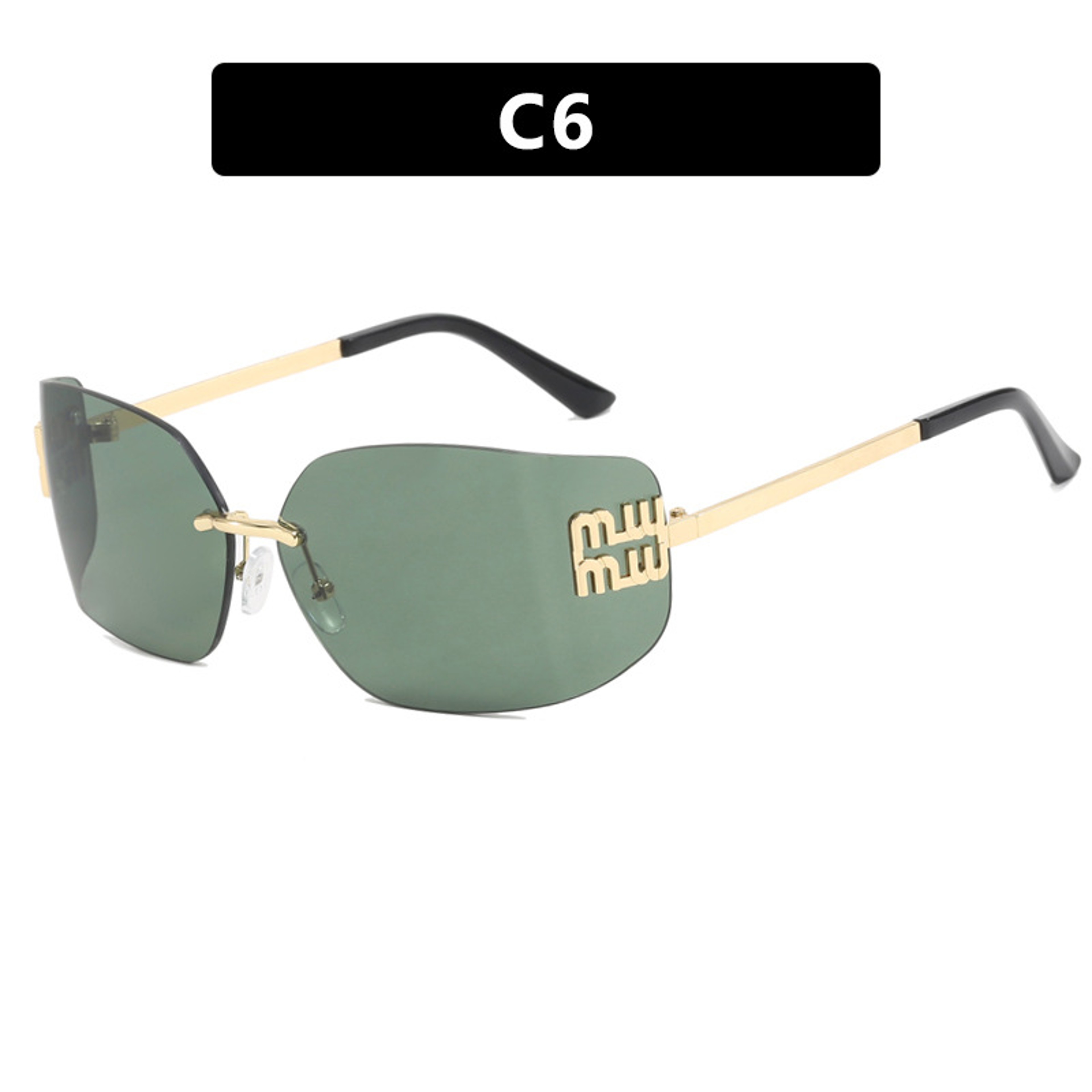 Luxury Rimless Sunglasses for Women Gradient Rectangle Designer Shades with Metal Rivet Frame – view 10