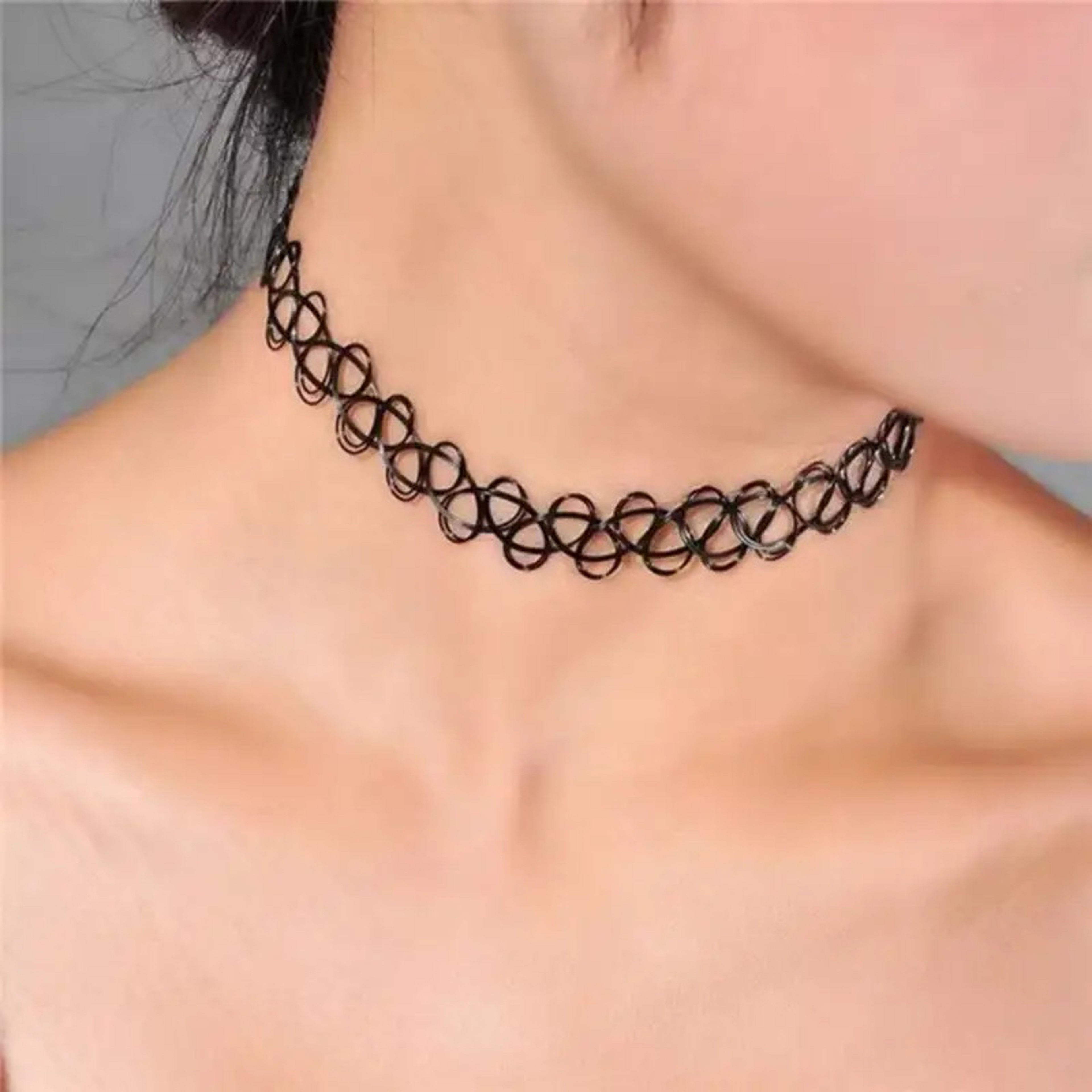 Vintage Gothic Choker Elastic Braided Black Choker Necklace for Punk & Alternative Style – view 1