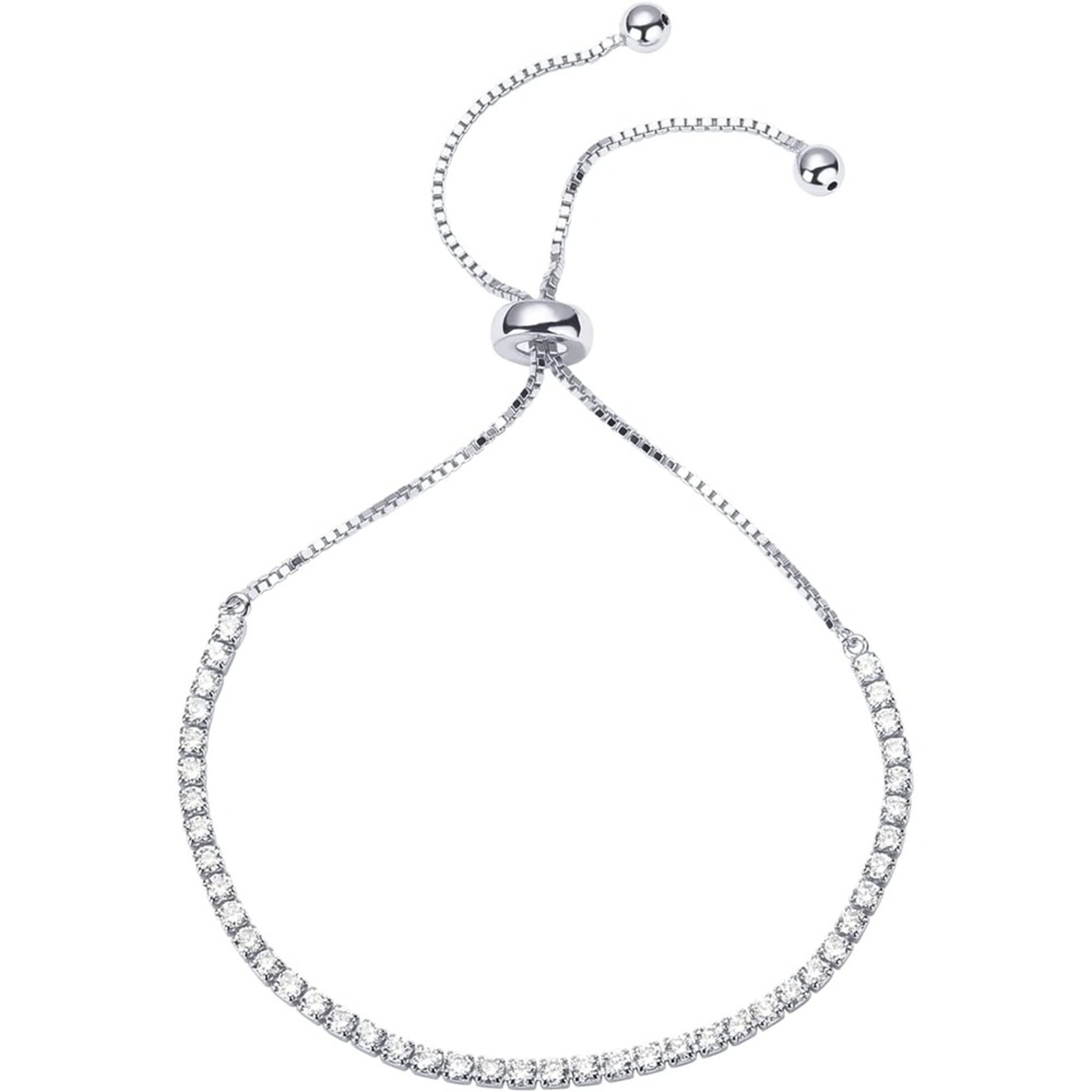 Gold Plated Bracelet with Tennis Bracelet Design & Cubic Zirconia Adjustable Slider – view 7