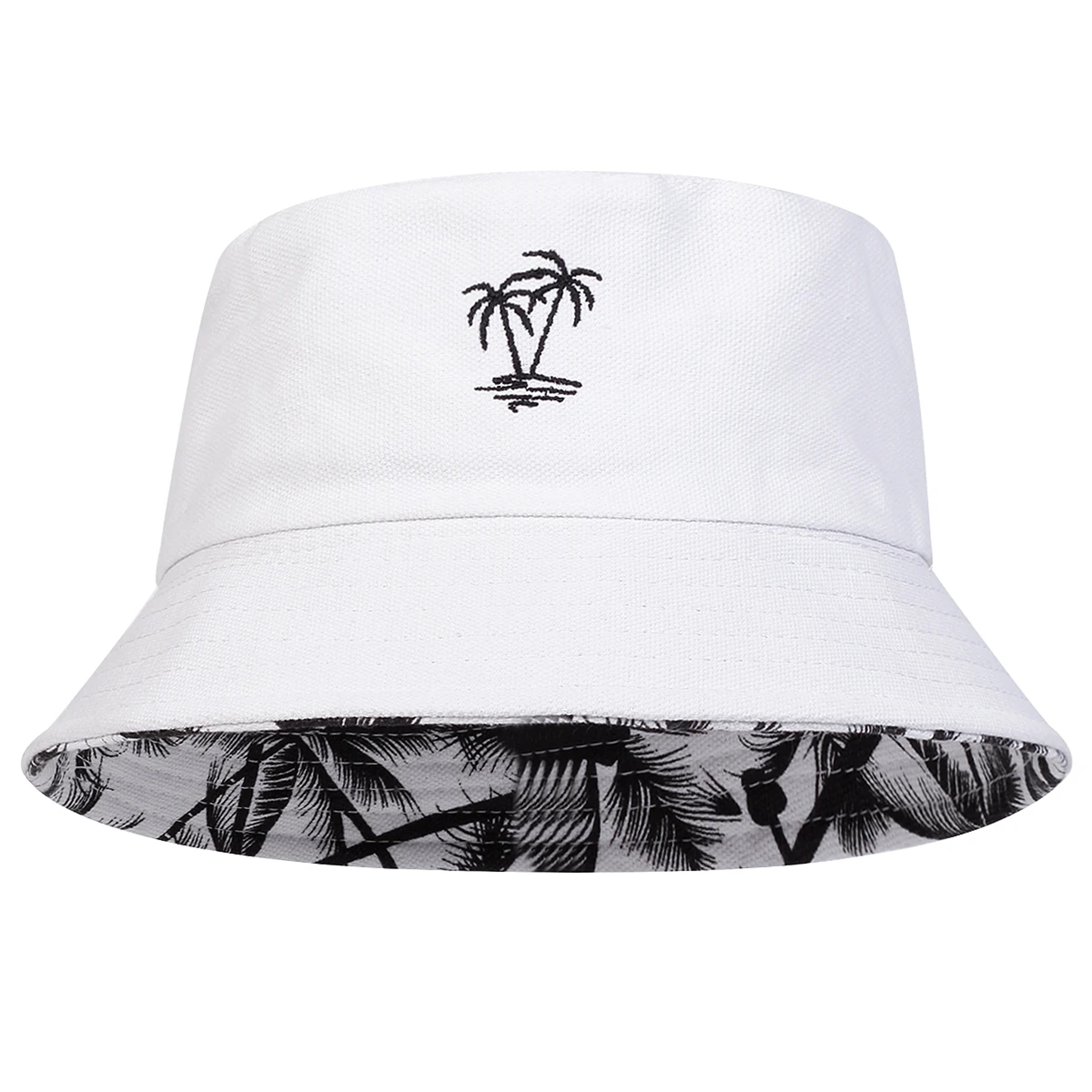 Reversible Coconut Tree Embroidered Bucket Hat for Men & Women Cotton Sun Fisherman Cap – view 4
