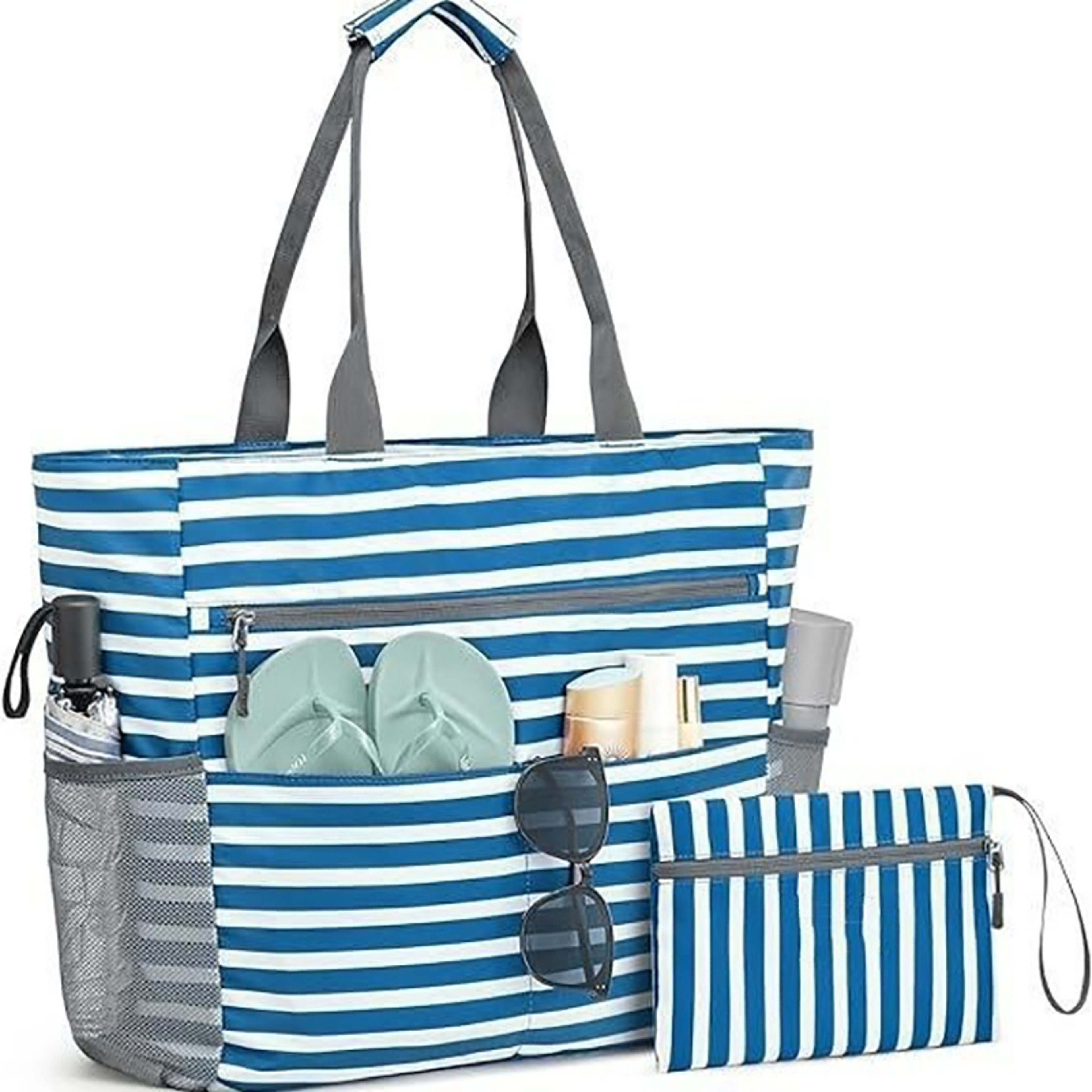 Personalized Beach Tote Bag Large Waterproof Beach Bag Foldable Travel Carryall 2
