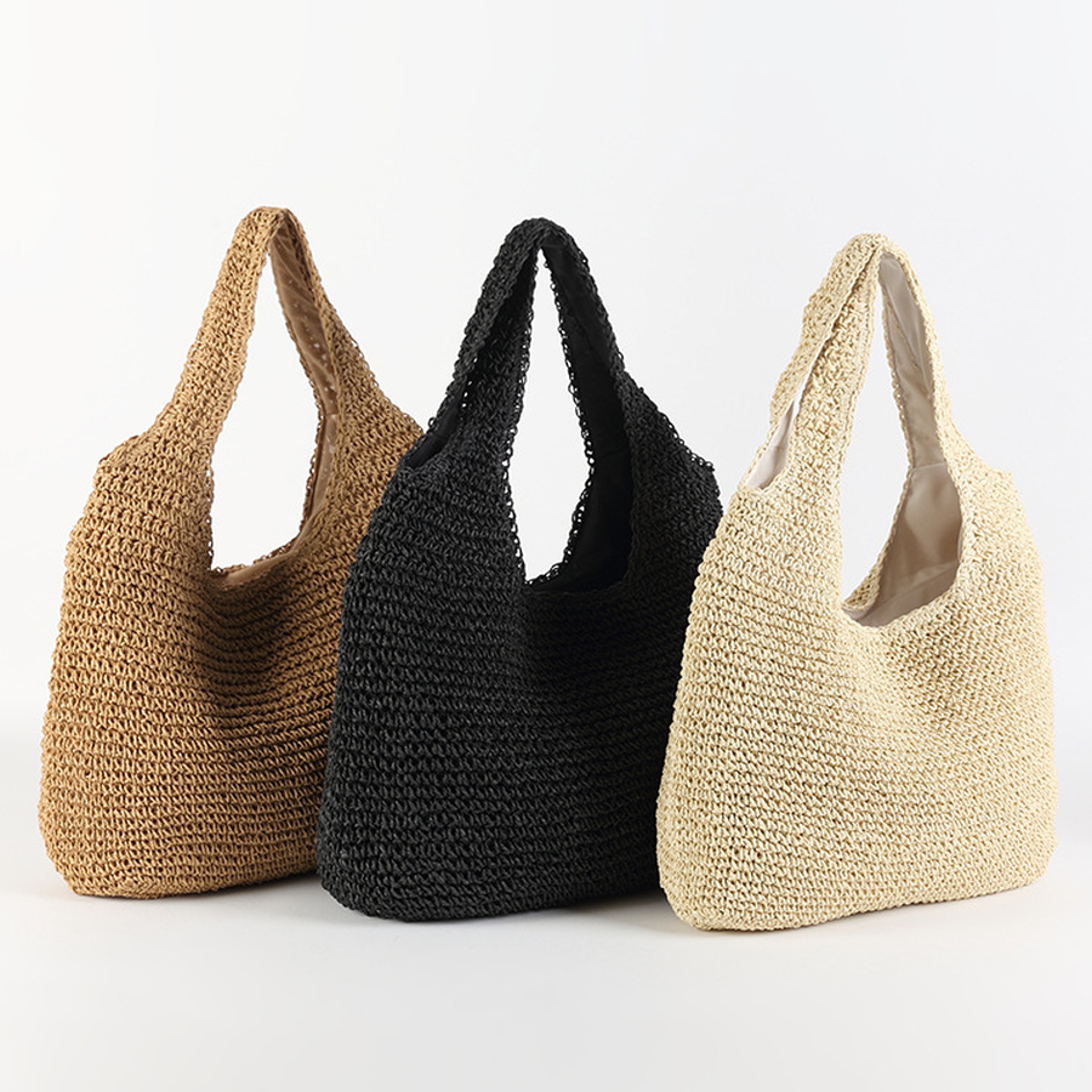 Boho Rattan Shoulder Bag Large Woven Straw Tote for Women Beach & Everyday Carry – view 1