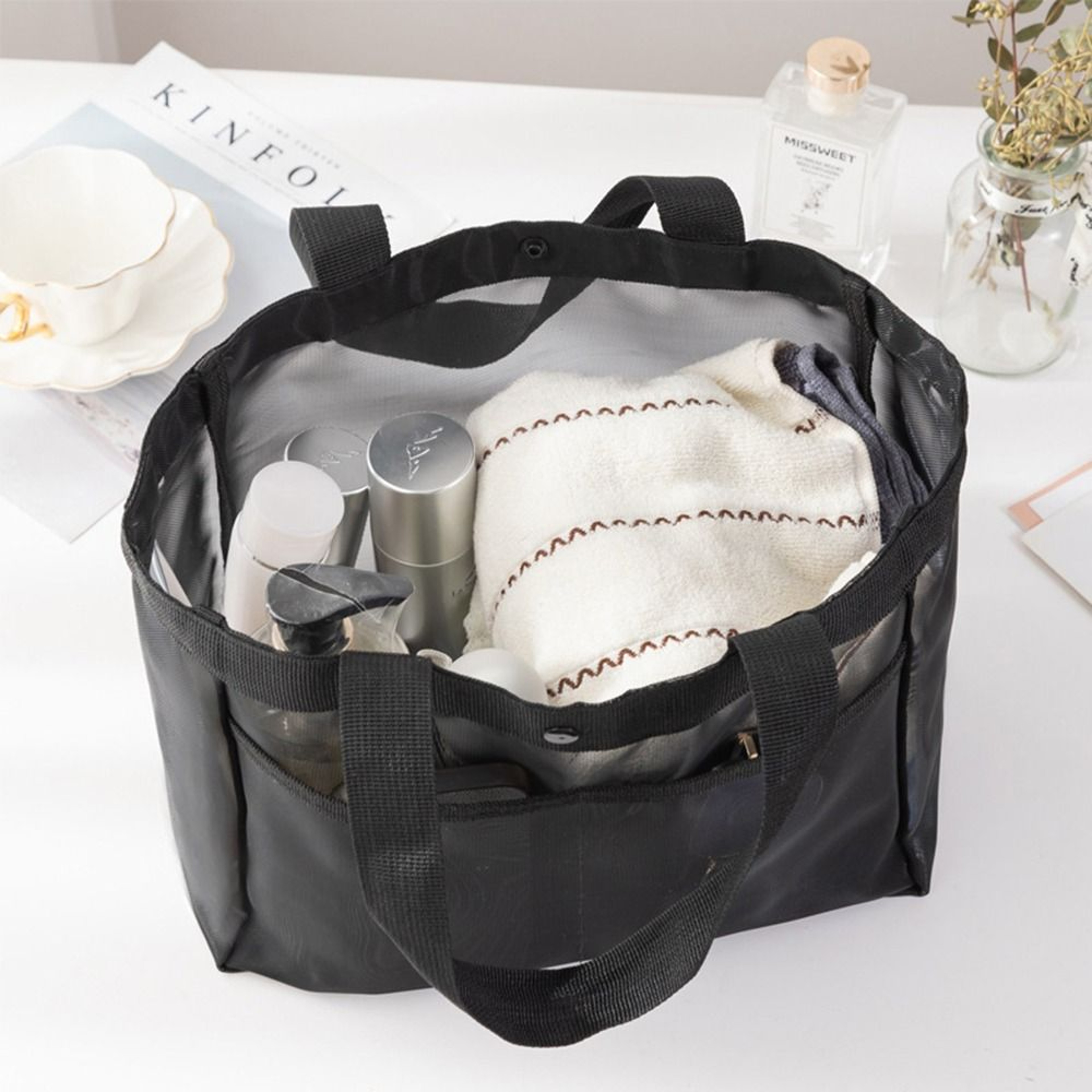 Mesh Beach Bag Large Capacity Transparent Beach Tote Bag for Travel, Pool & Everyday Carry – view 5