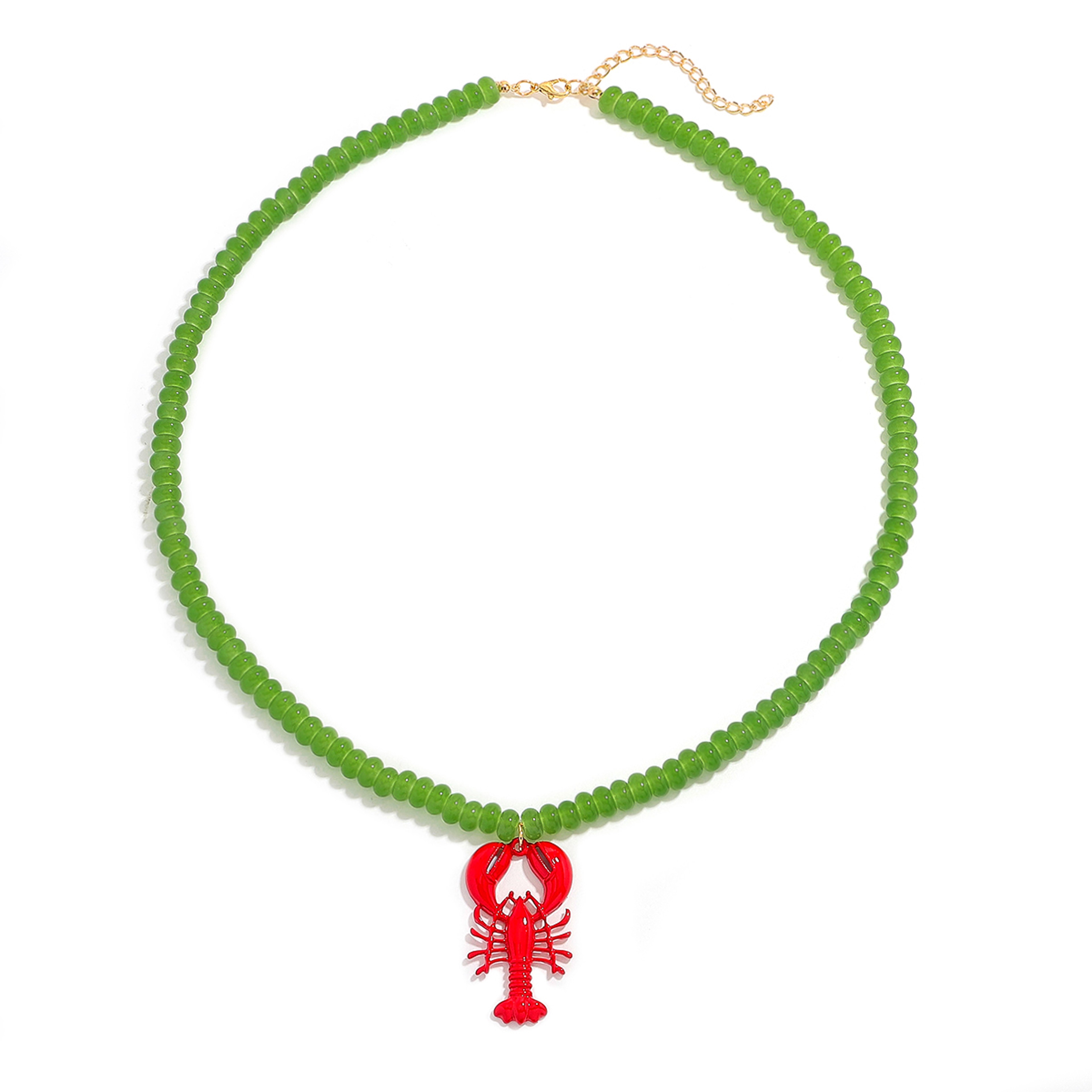 Boho Crab Necklace With Beaded Chain  Red Enamel Ocean Pendant For Women 7