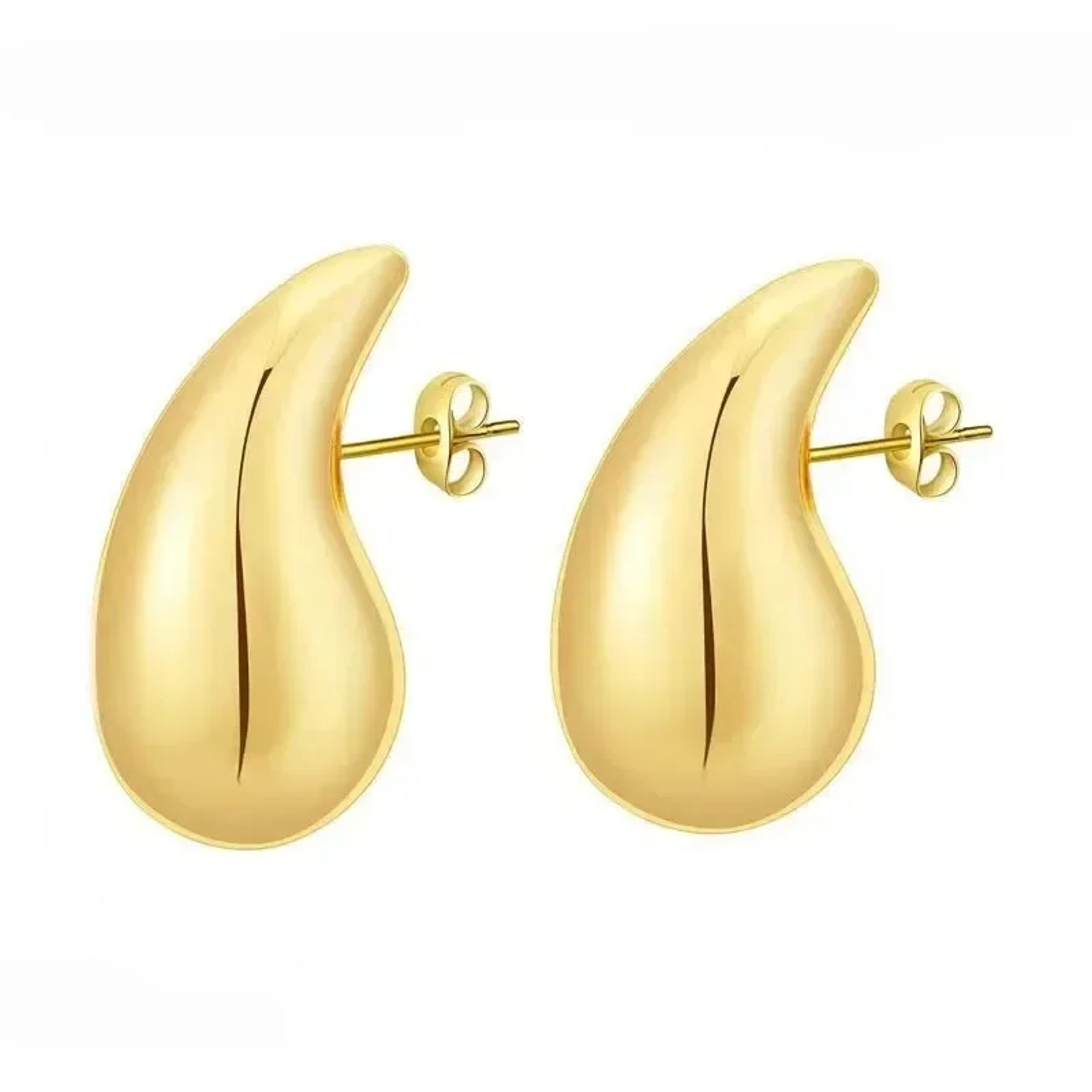Sterling Silver Chunky Dome Water Drop Earrings Gold Plating For Women 7